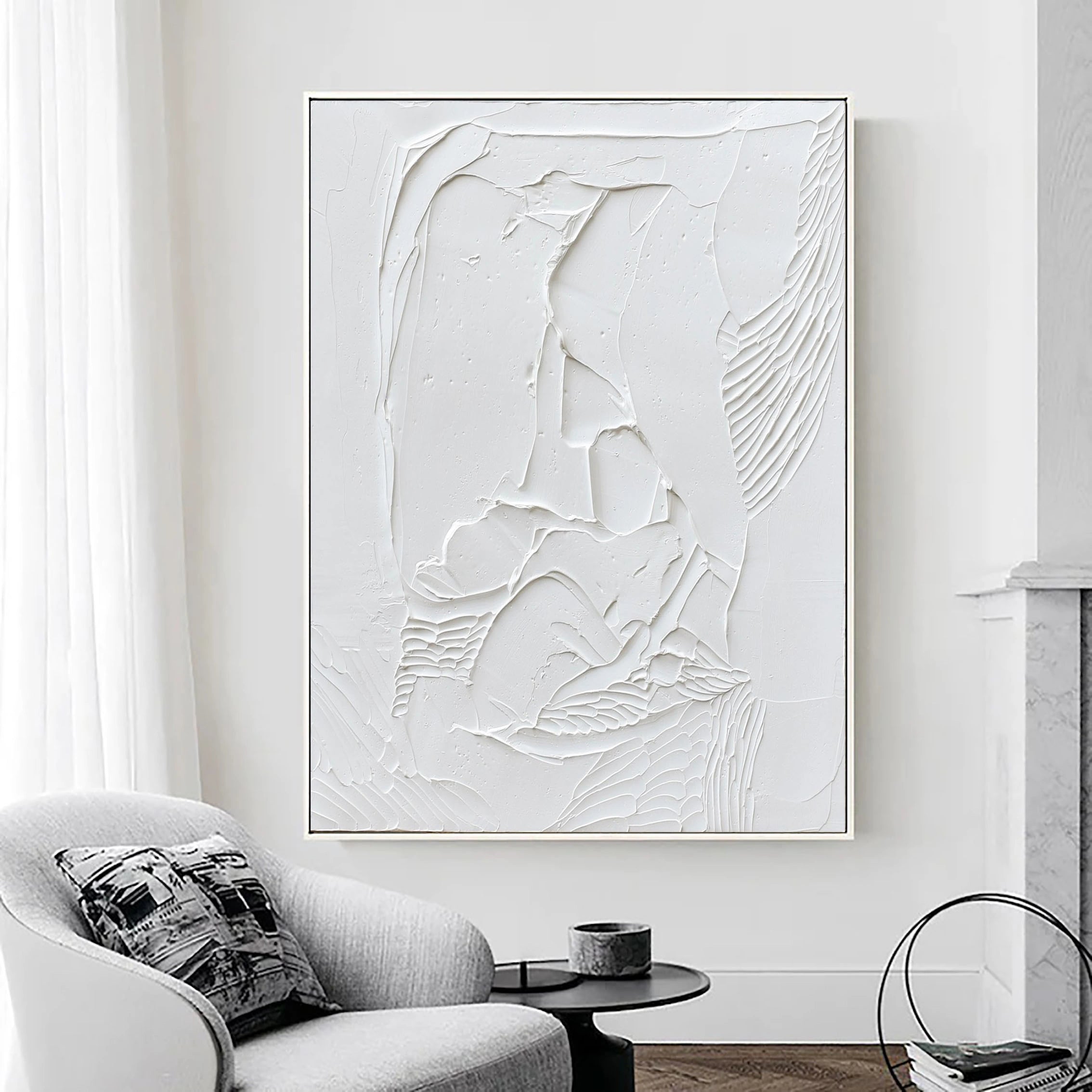 3D Textured Plaster Minimalist Canvas Wall Art, Large Painting