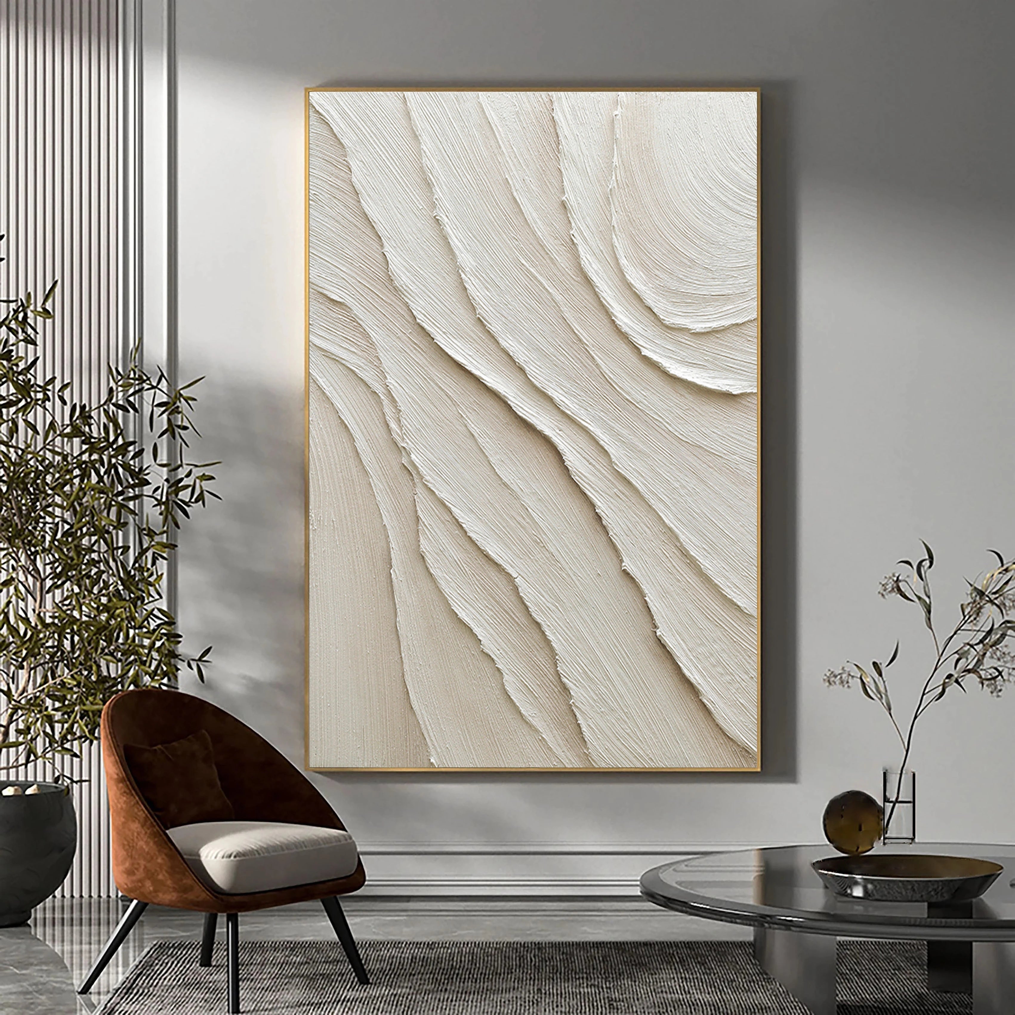 Plaster Art Painting 3D Textured Large Canvas for Living Room/Bedroom