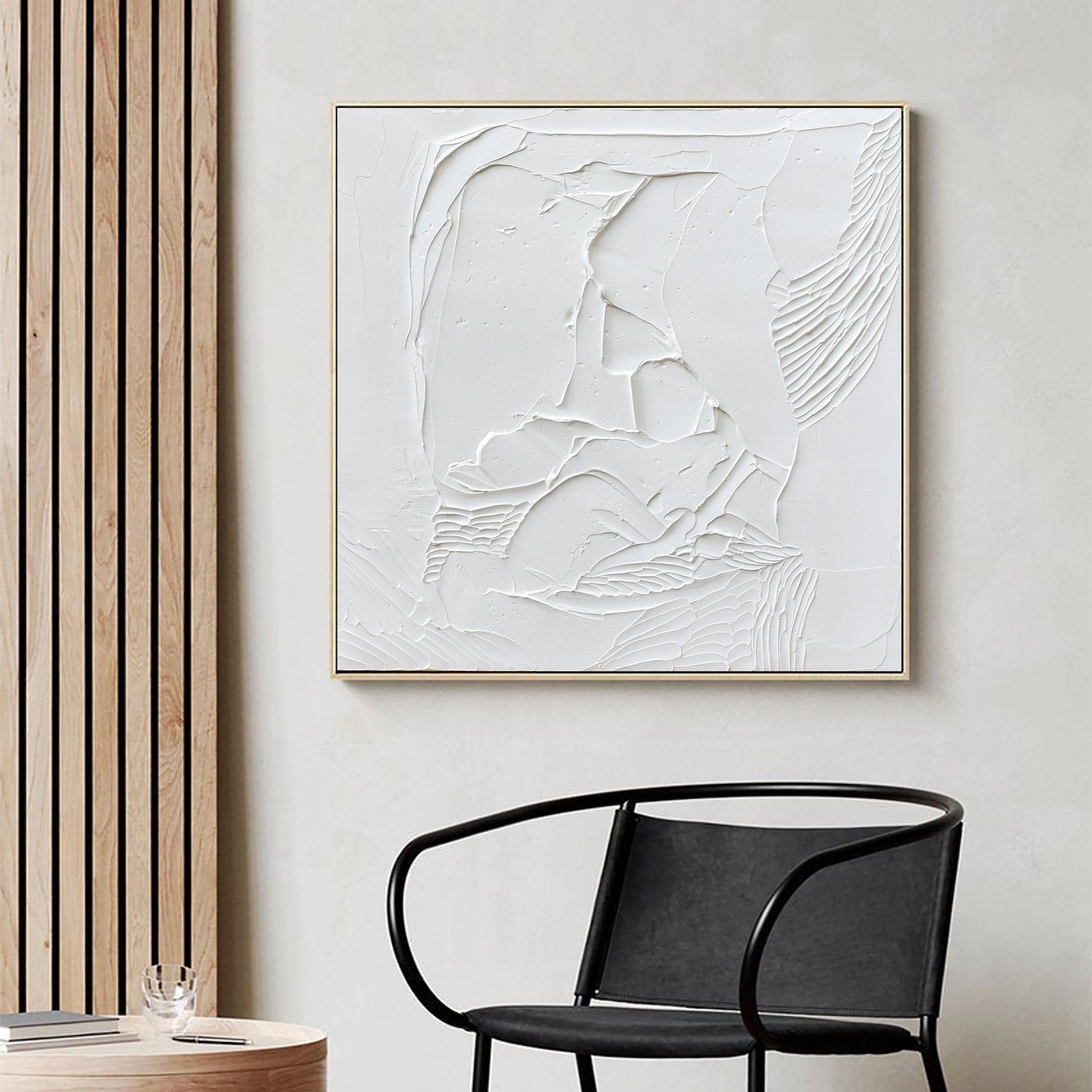 3D Textured Plaster Minimalist Canvas Wall Art, Large Painting