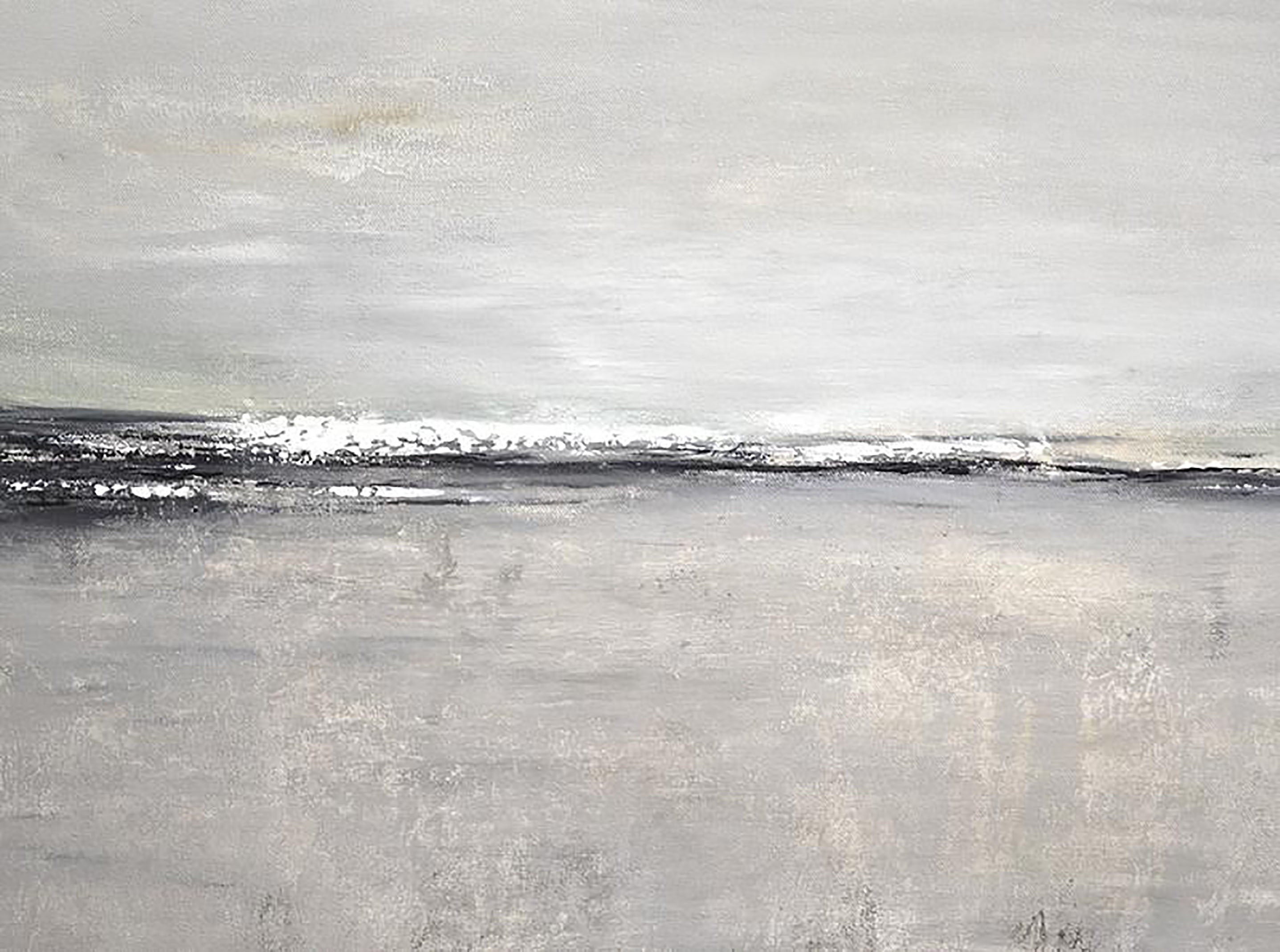 Large Sky and Sea Painting, Beach Scene Canvas, Original Large Ocean Painting, Blue Green Sky Painting For Living Room