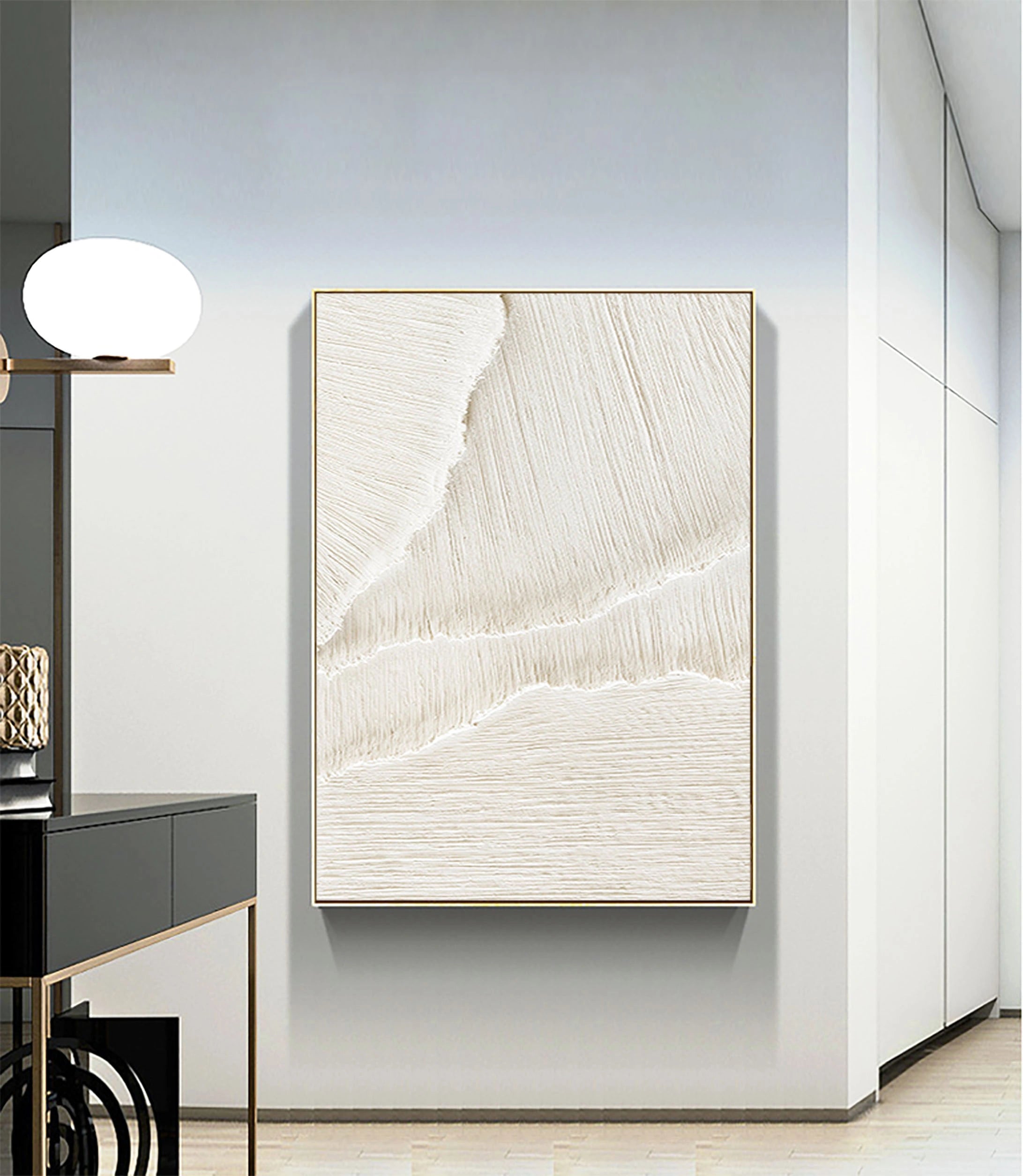 3D Textured Plaster Minimalist Large Painting on Canvas for Room Decor