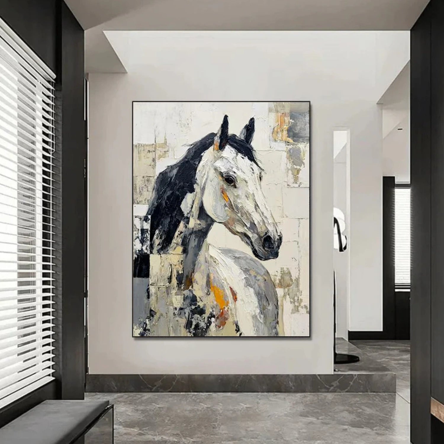 Abstract Animal Horse Textured Wall Art #AL165
