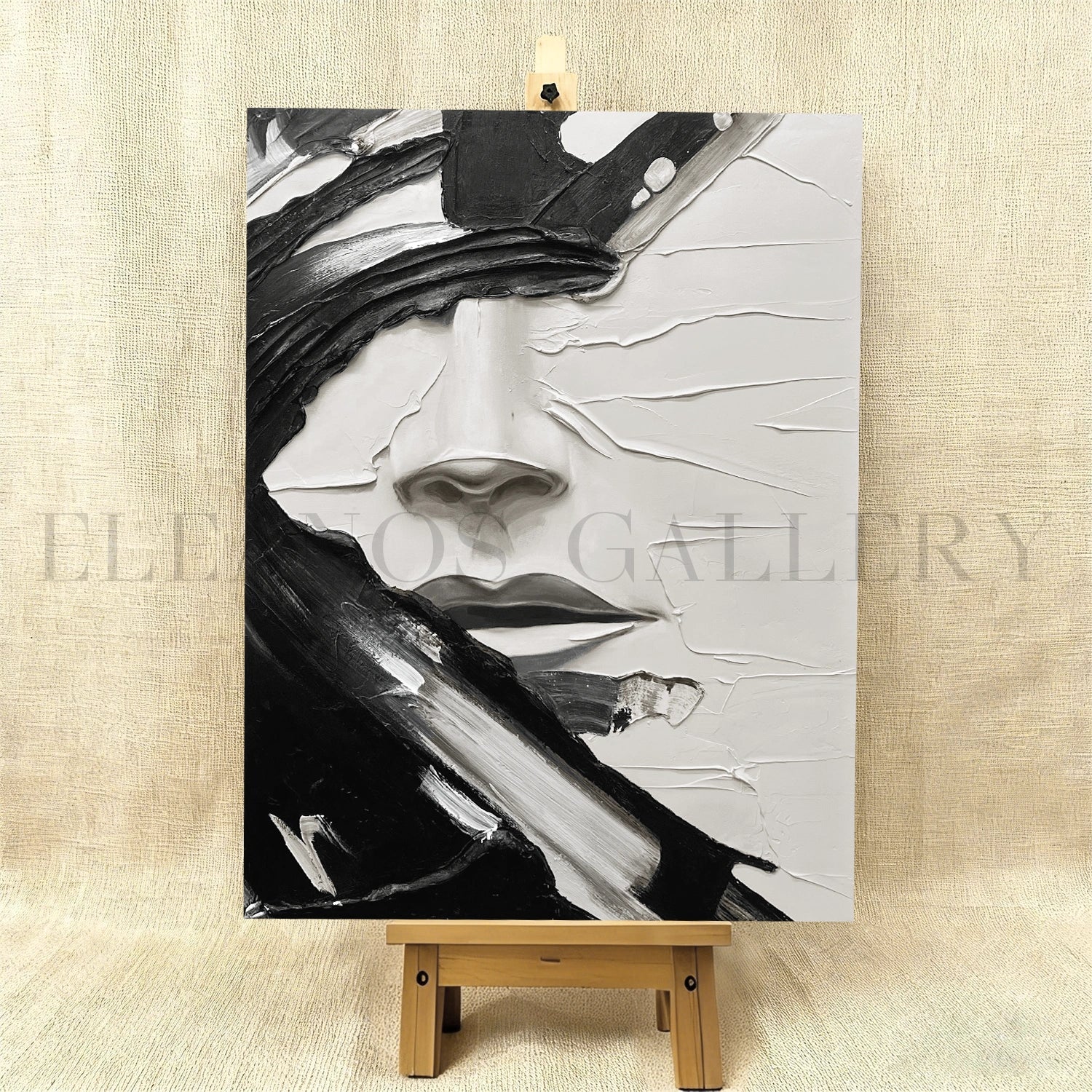 Abstract Portrait Black and White Painting #AP014