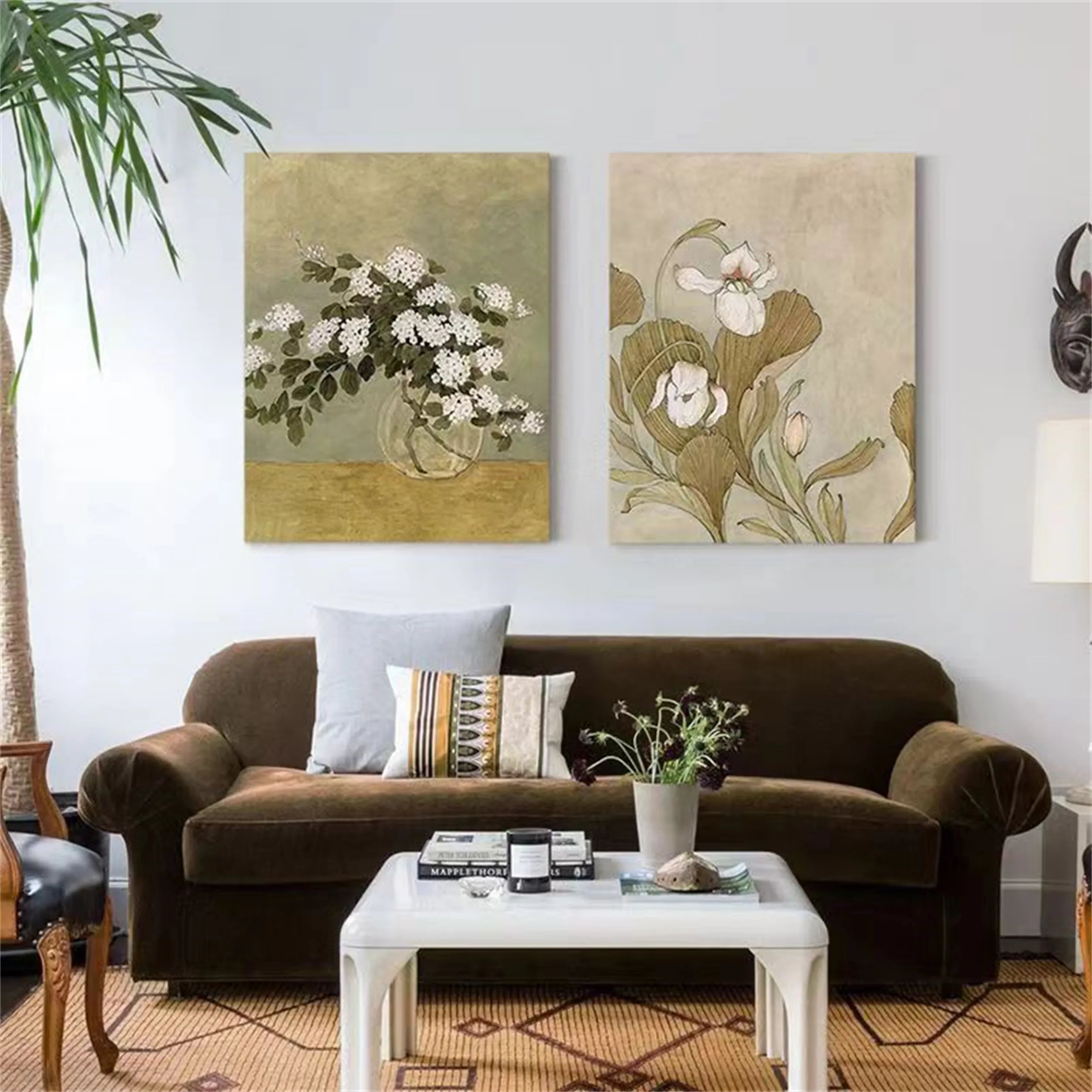 Colorful Flower & Tree Abstract  Wall Art Set of 2#ML022