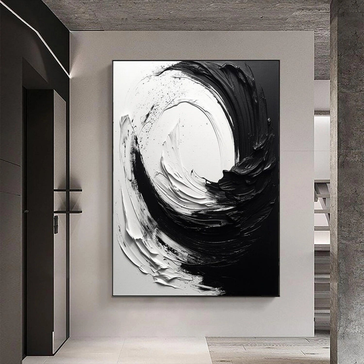 White and Black Minimalistic Textured Art #MM213