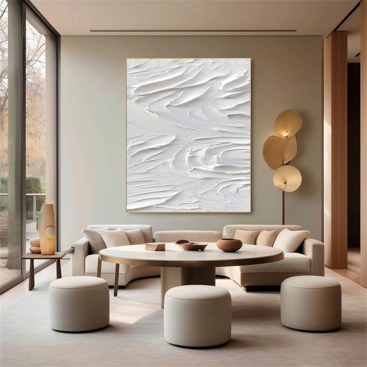 White Minimalistic Textured Art #MM239