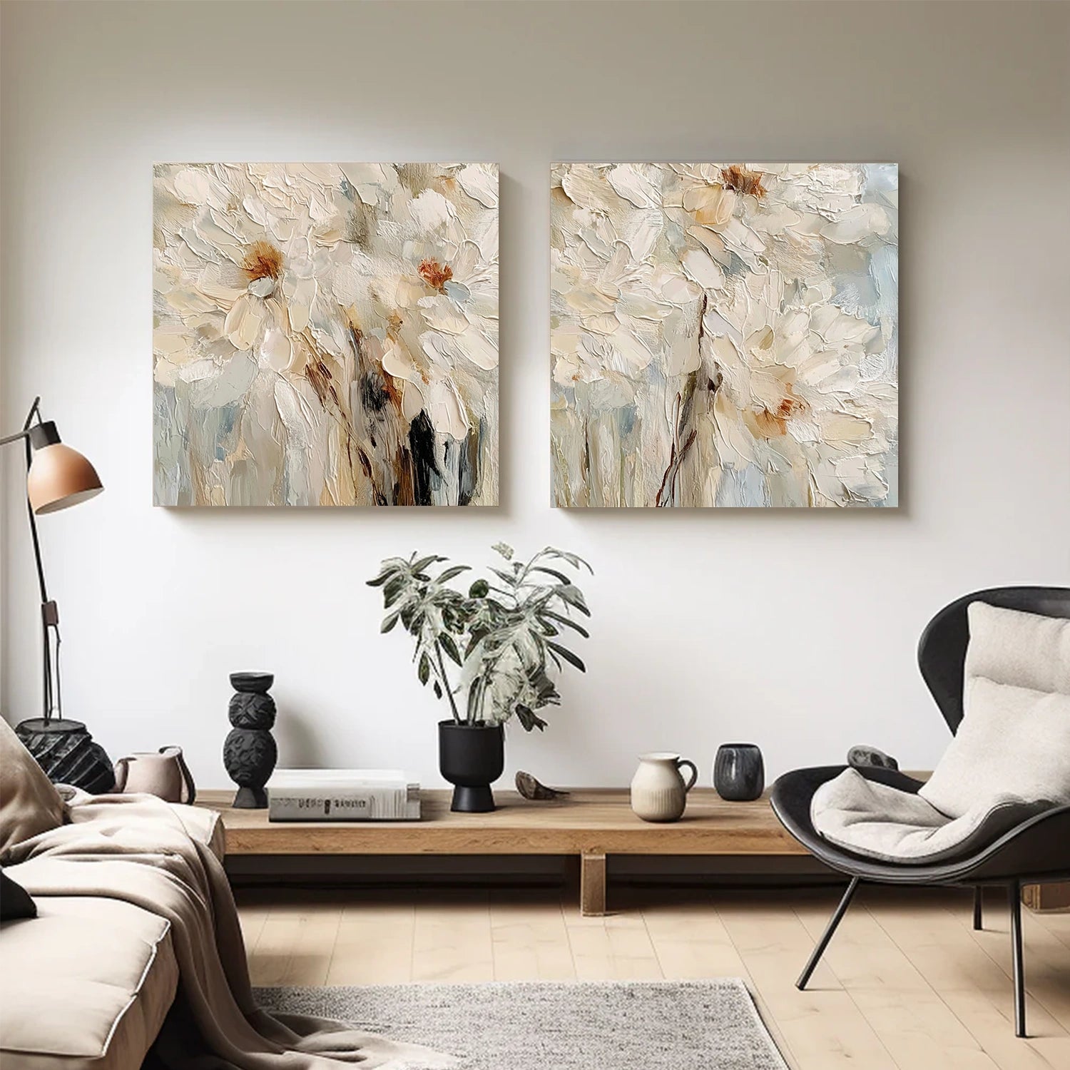 Flower & Tree Abstract Textured Wall Art Set of 2 #ML241