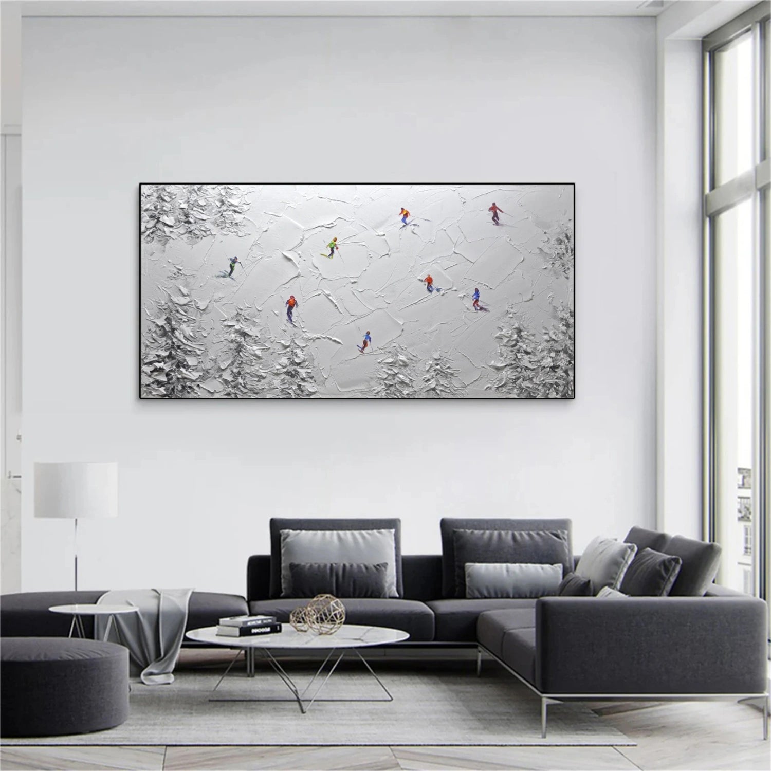 Skiing Sport Textured Wall Art #SA047