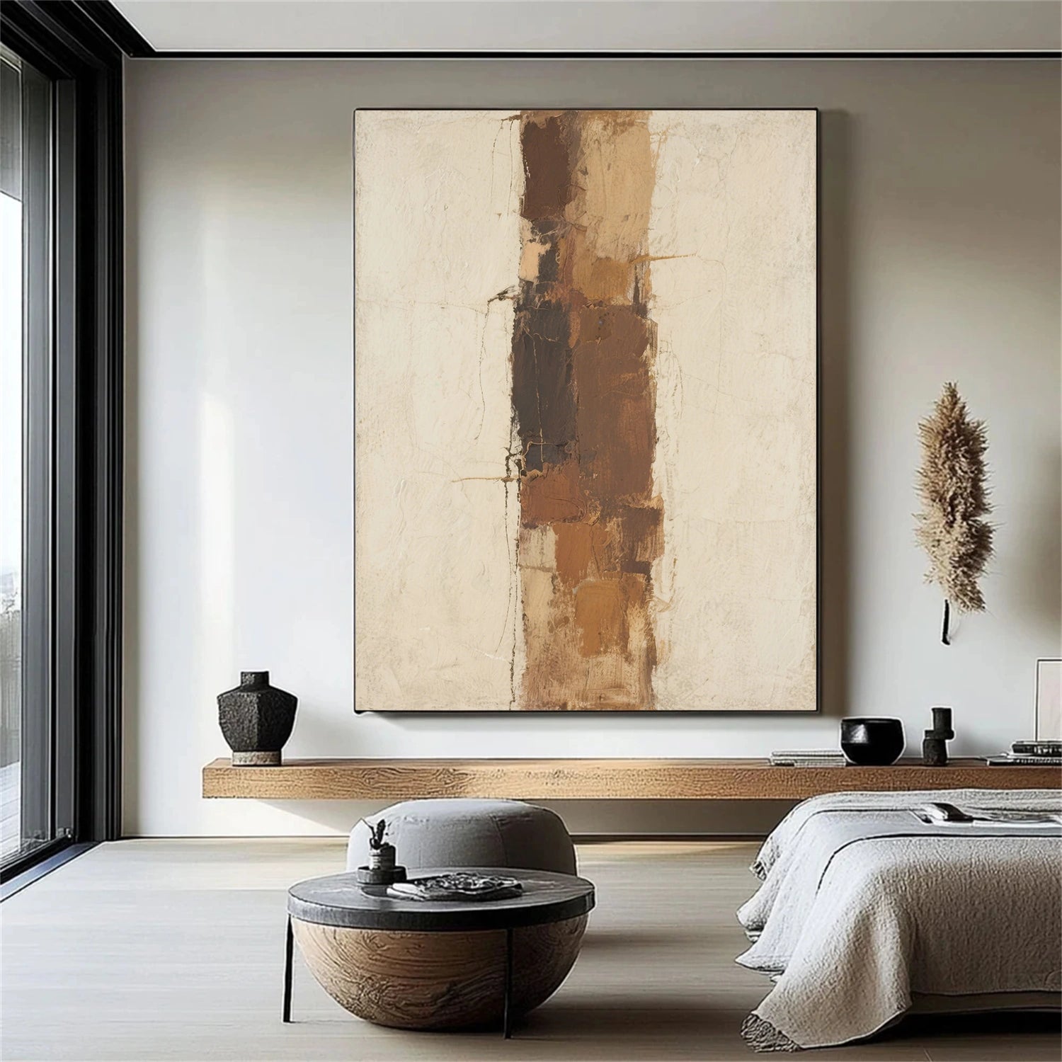 Beige and Brown Abstract Canvas Art #WS761