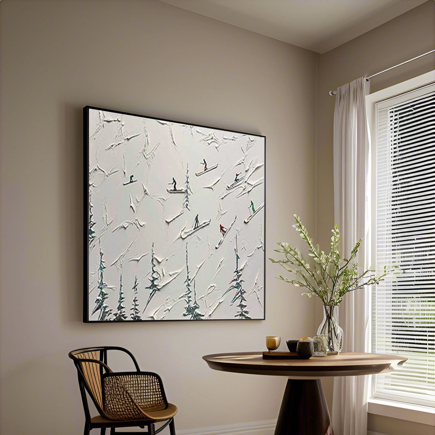 Skiing Sport Textured Wall Art #SA073