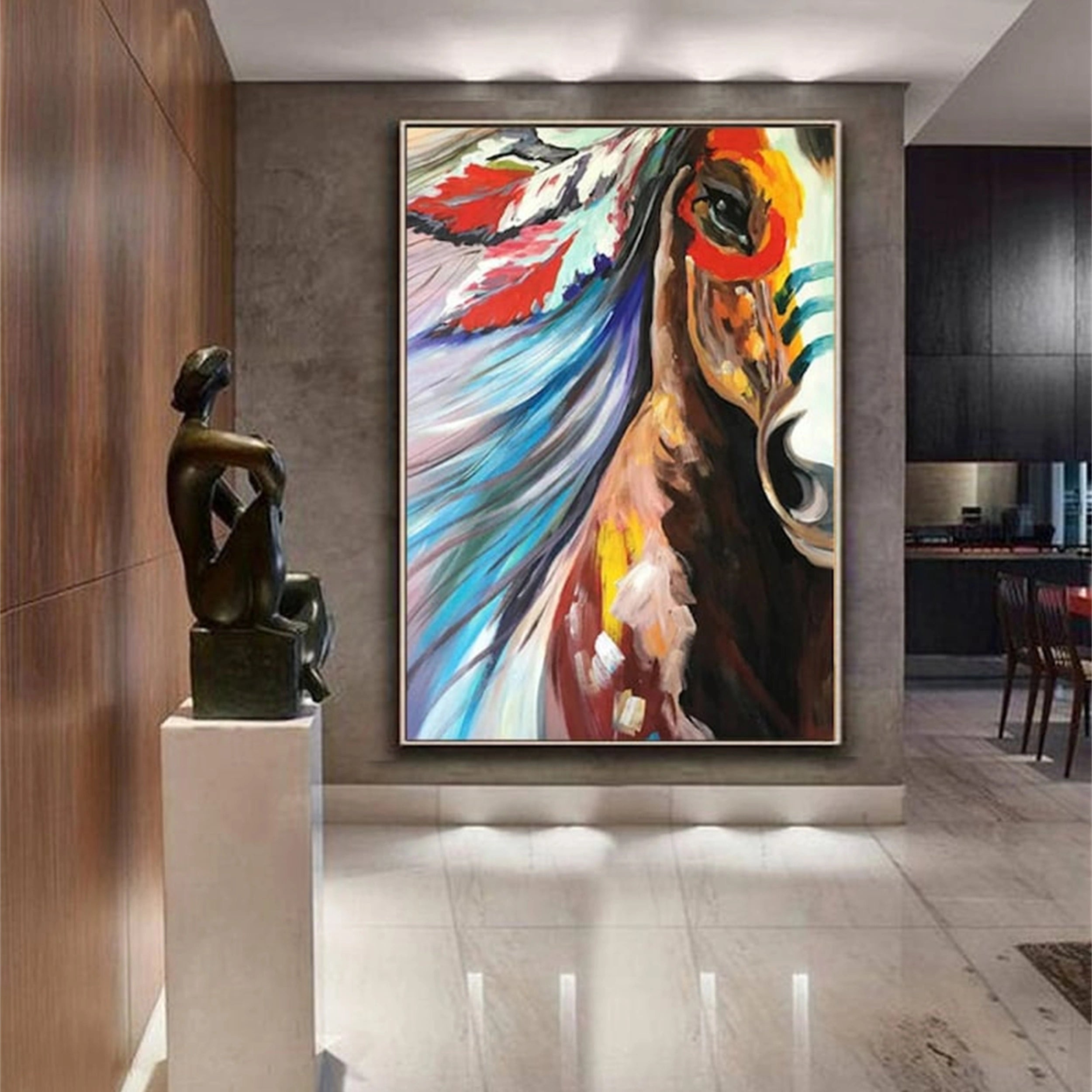 Colorful Horse Abstract Animal Wall Art #AL001