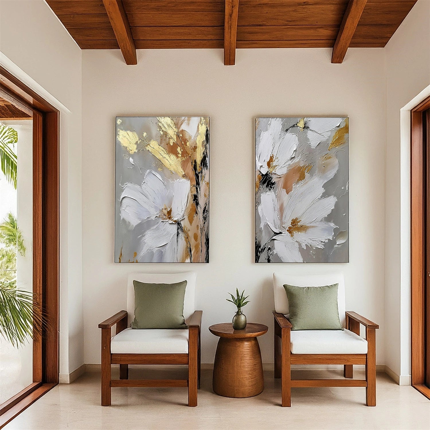 Flower & Tree Abstract Textured Wall Art Set of 2 #ML233