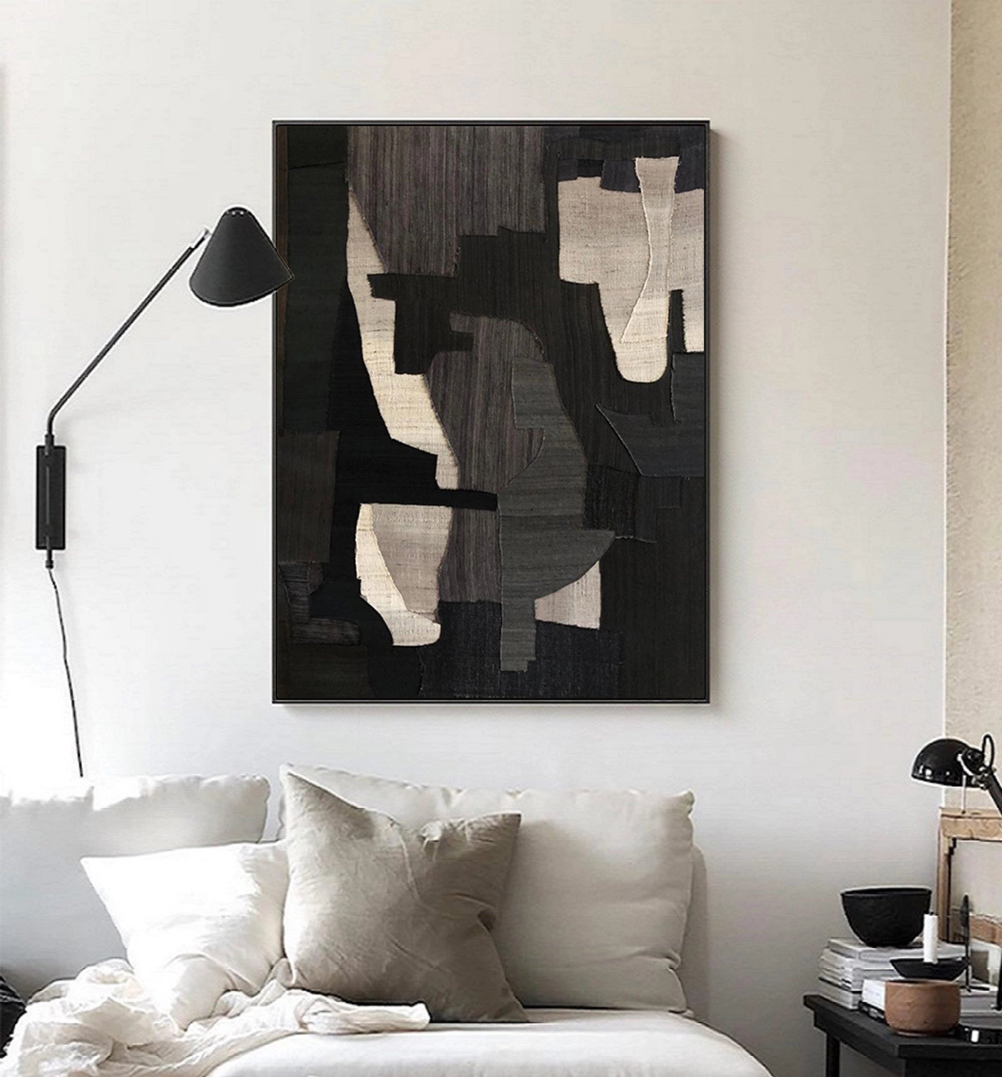 3D Textured Wabi Sabi Minimalist Wall Art Modern Abstract Painting On Canvas For Living Room/Bedroom