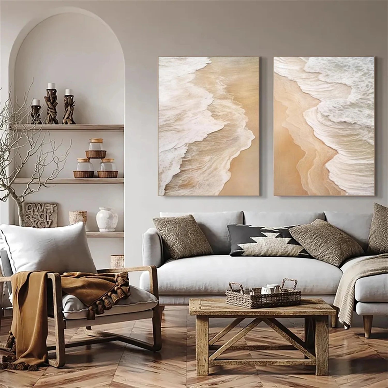 Sea & Sky Abstract Textured Wall Art Set of 2 #MS218