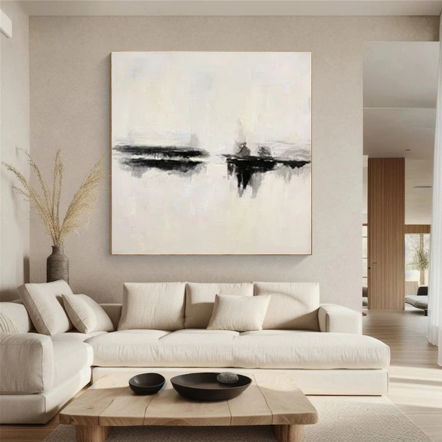 Black and White Minimalist Canvas Art #MZ112