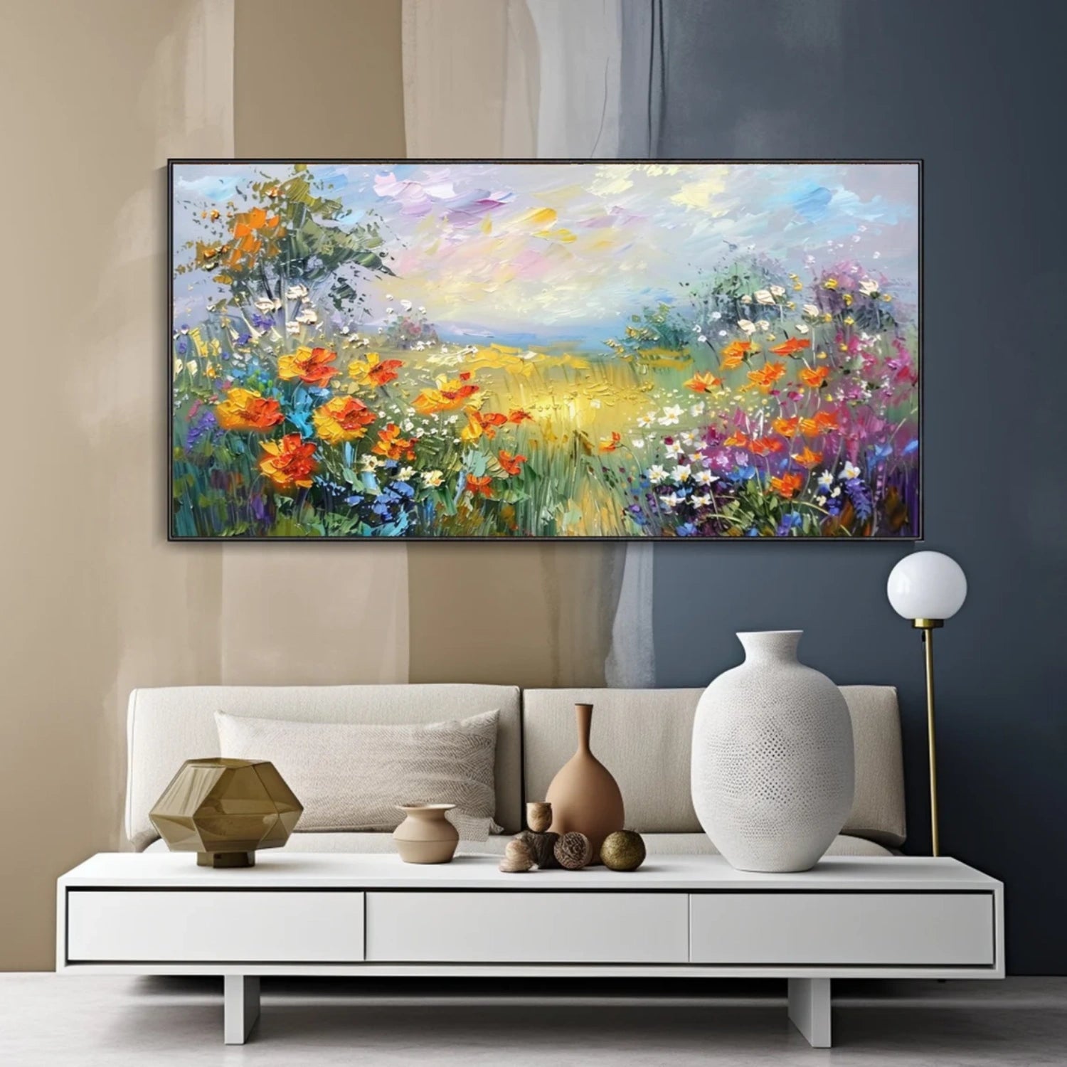 Colorful Flower & Tree Abstract Textured Wall Art #ML066