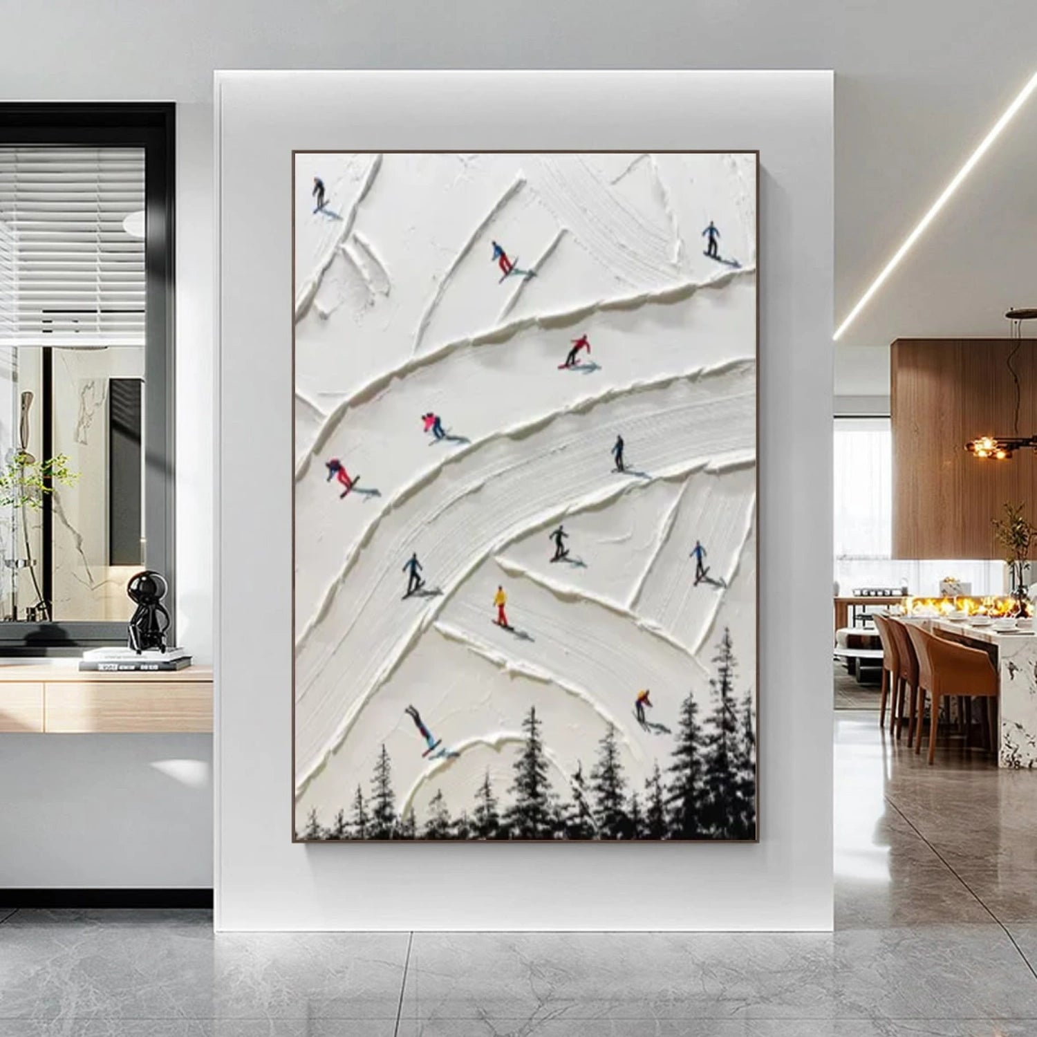 Skiing Sport Textured Wall Art #SA058