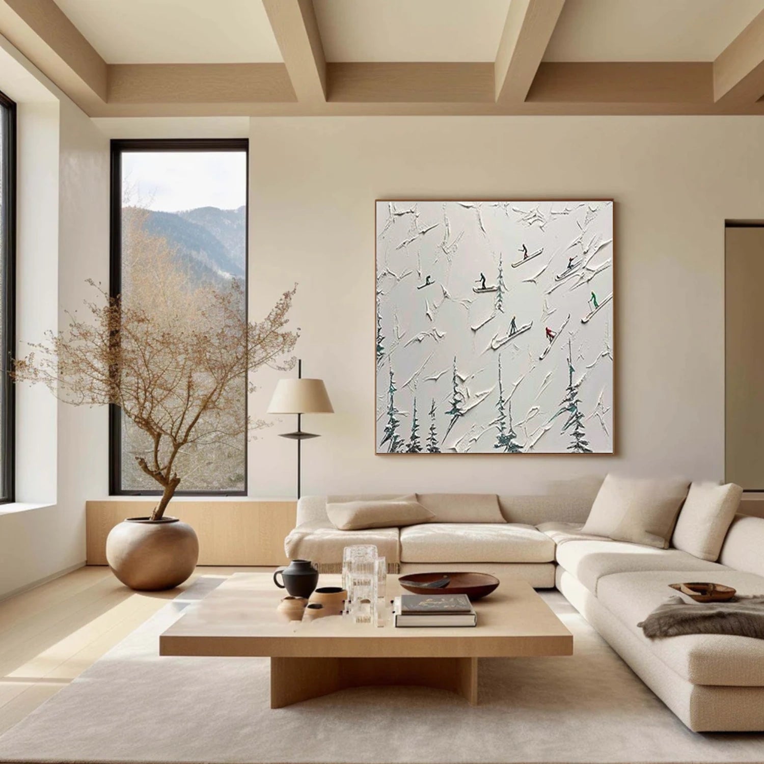 Skiing Sport Textured Wall Art #SA073