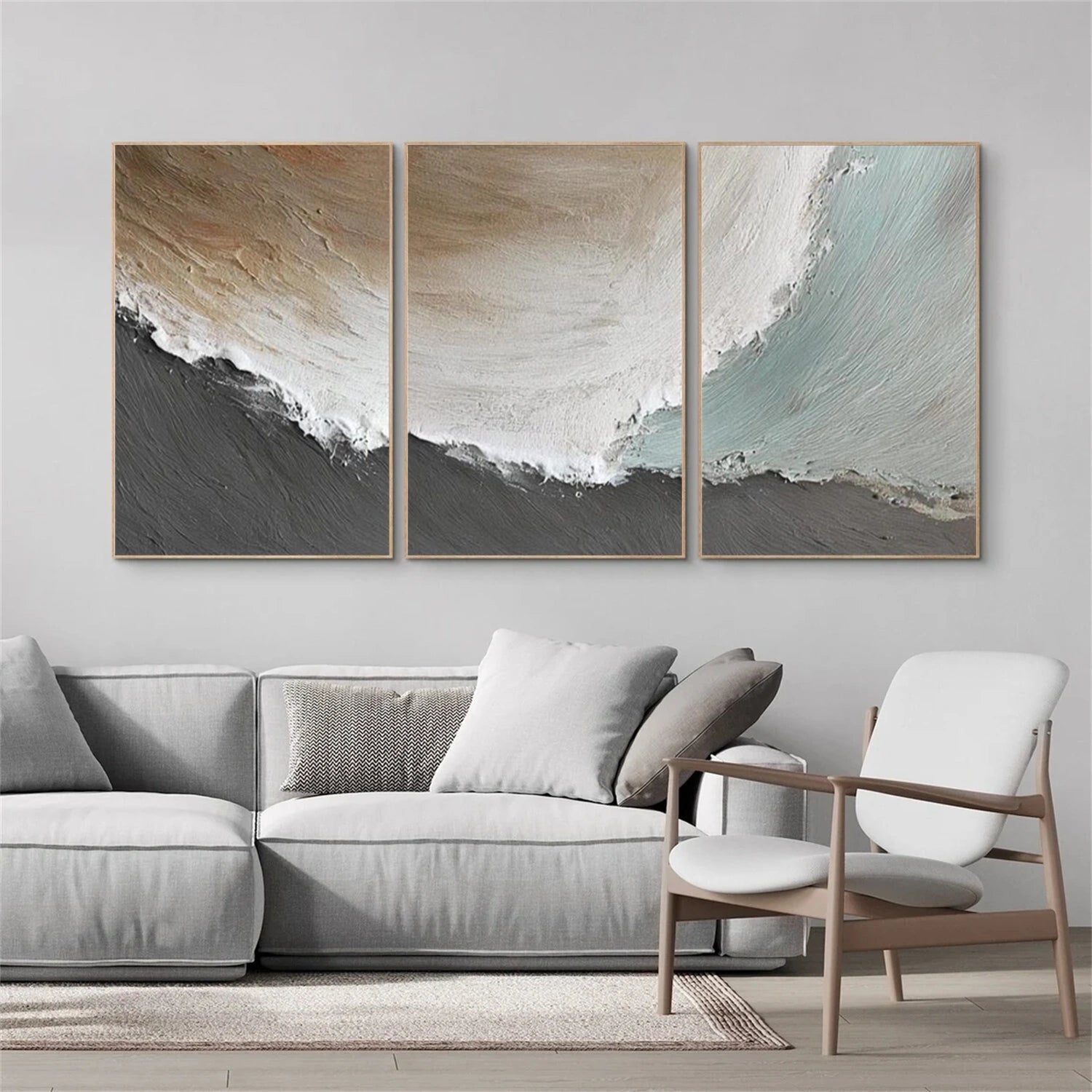 Sea & Sky Abstract Textured Wall Art Set of 3 #MS266