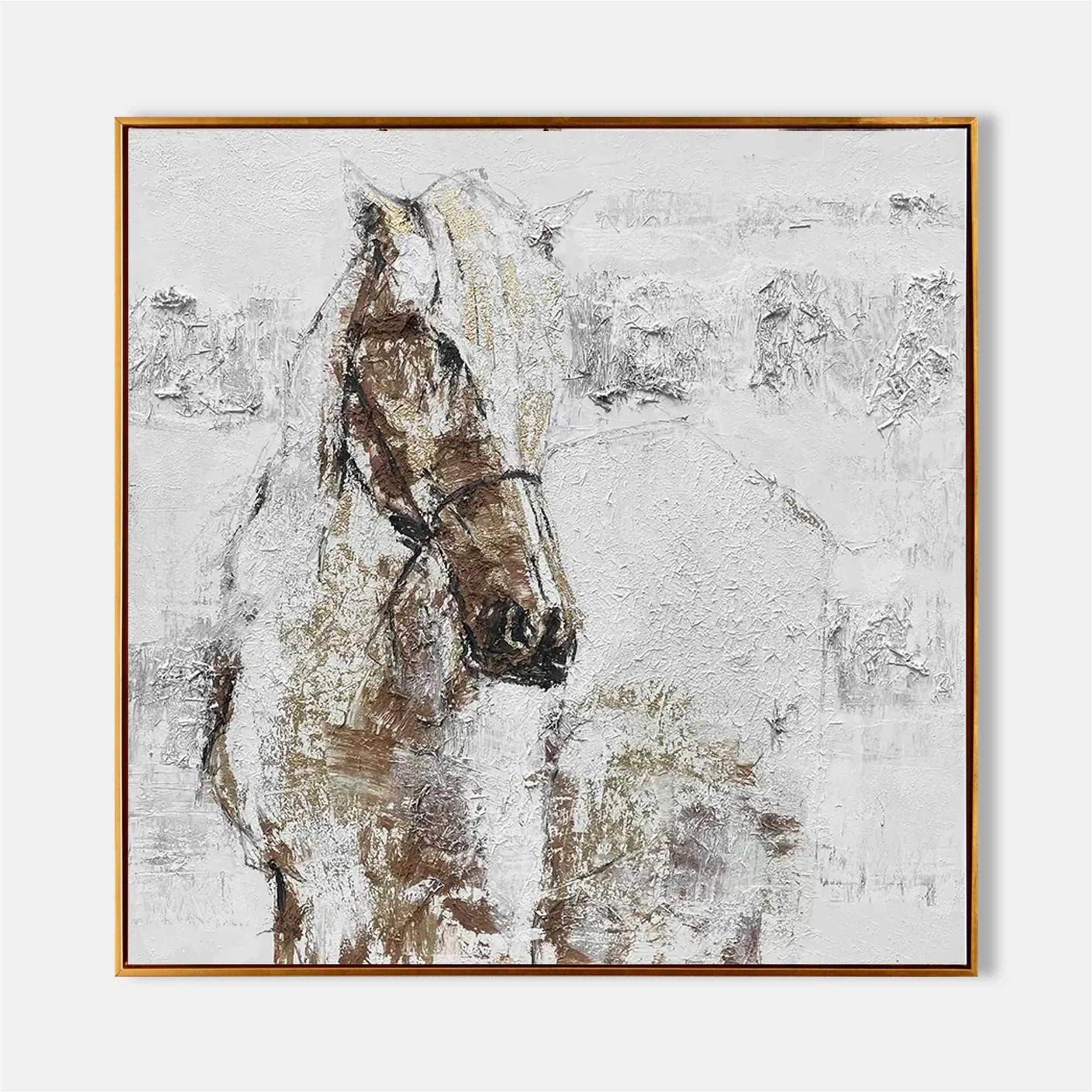 White Horse Abstract Animal Wall Art #AL049