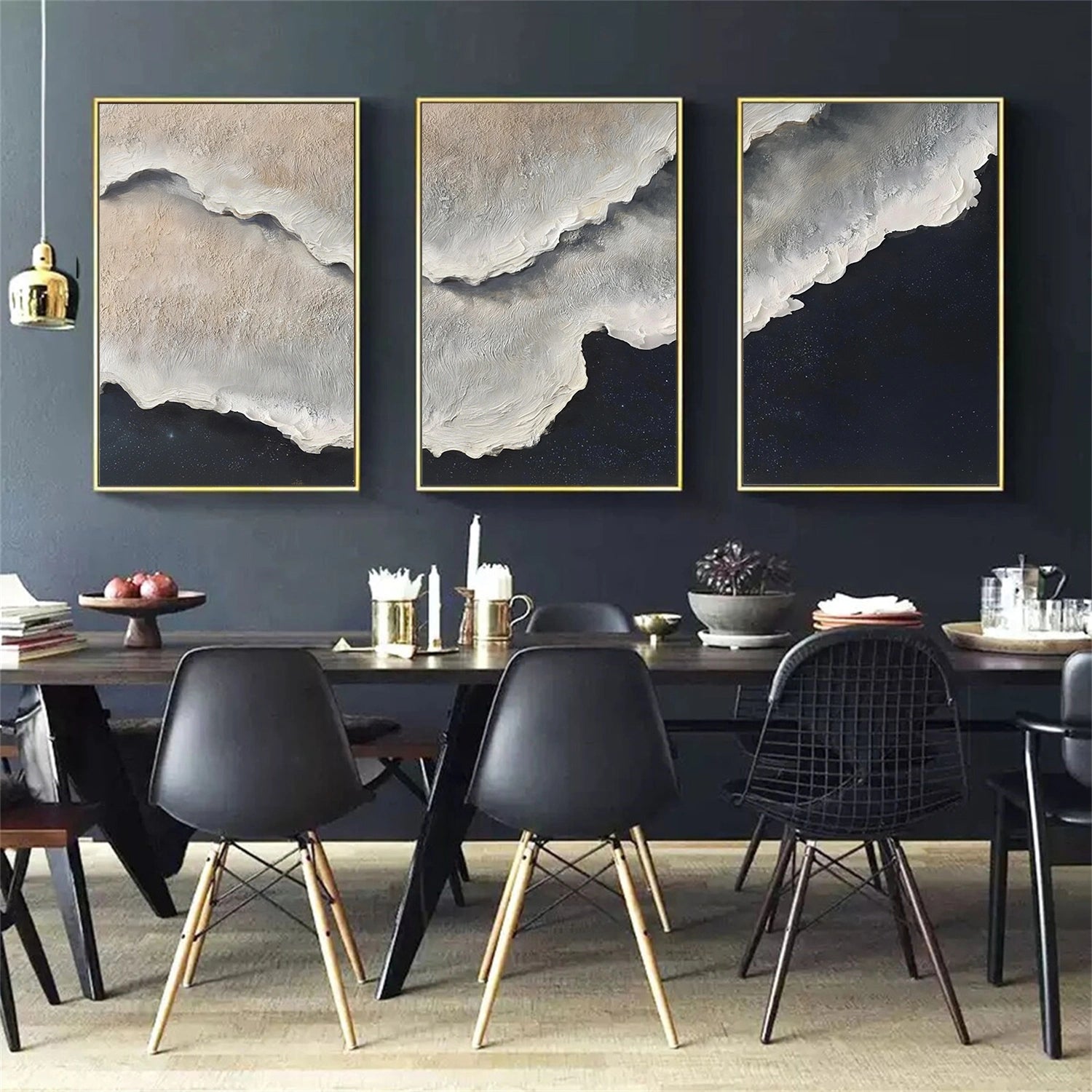 Sea & Sky Abstract Textured Wall Art Set of 3 #MS278