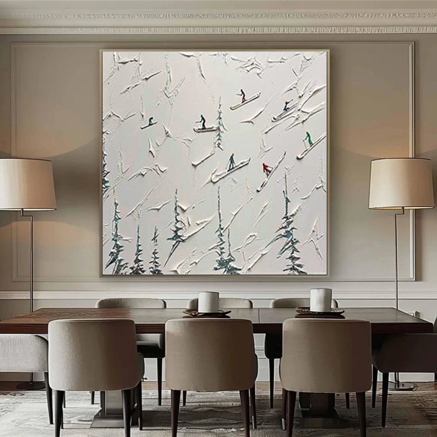 Skiing Sport Textured Wall Art #SA073