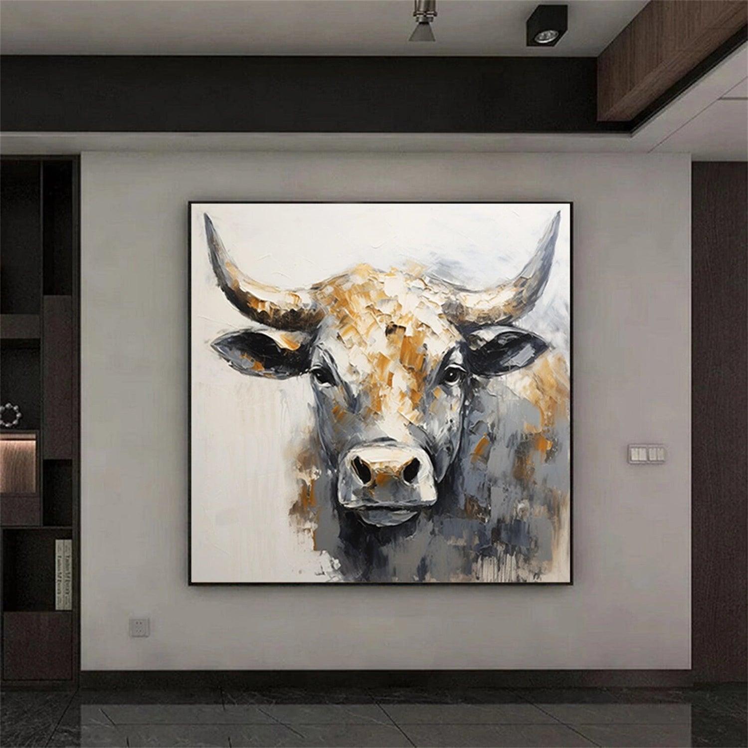 Beige and Black Abstract Animal Wall Art #AL062