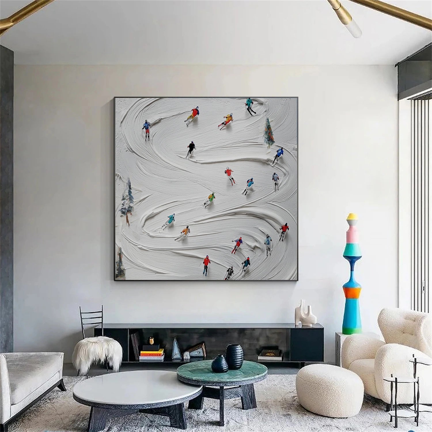 Skiing Sport Textured Wall Art #SA072