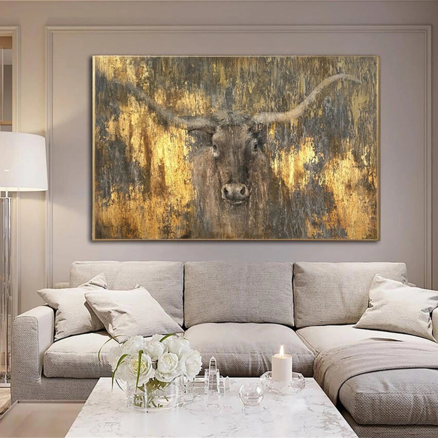 Gold and Brown Abstract Animal Wall Art #AL081