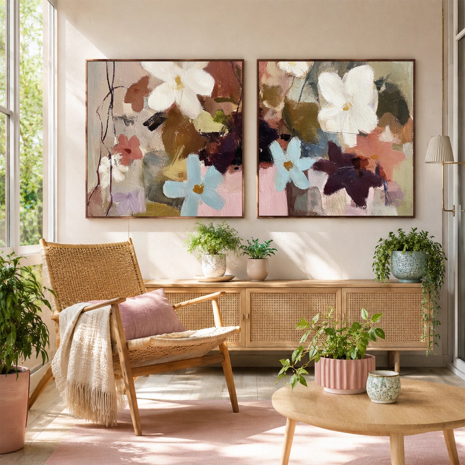 Flower & Tree Abstract Wall Art Set of 2 #ML274