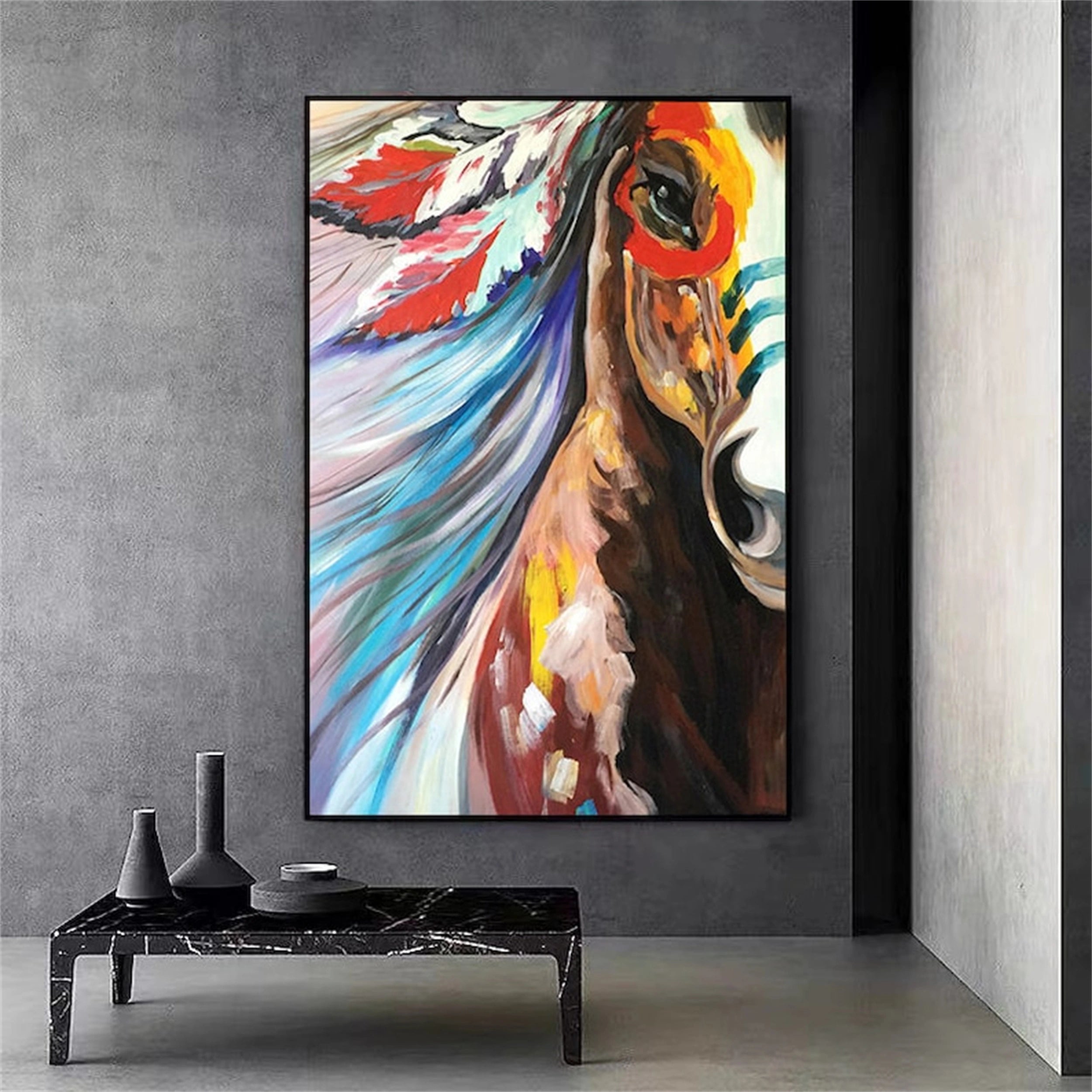 Colorful Horse Abstract Animal Wall Art #AL001