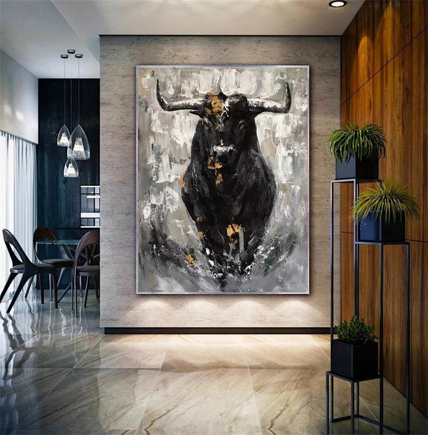 Black and White Abstract Animal Wall Art #AL058