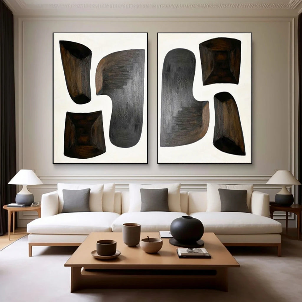 Textured Wabi Sabi Abstract Brown Wall Art, Brown Abstract Canvas