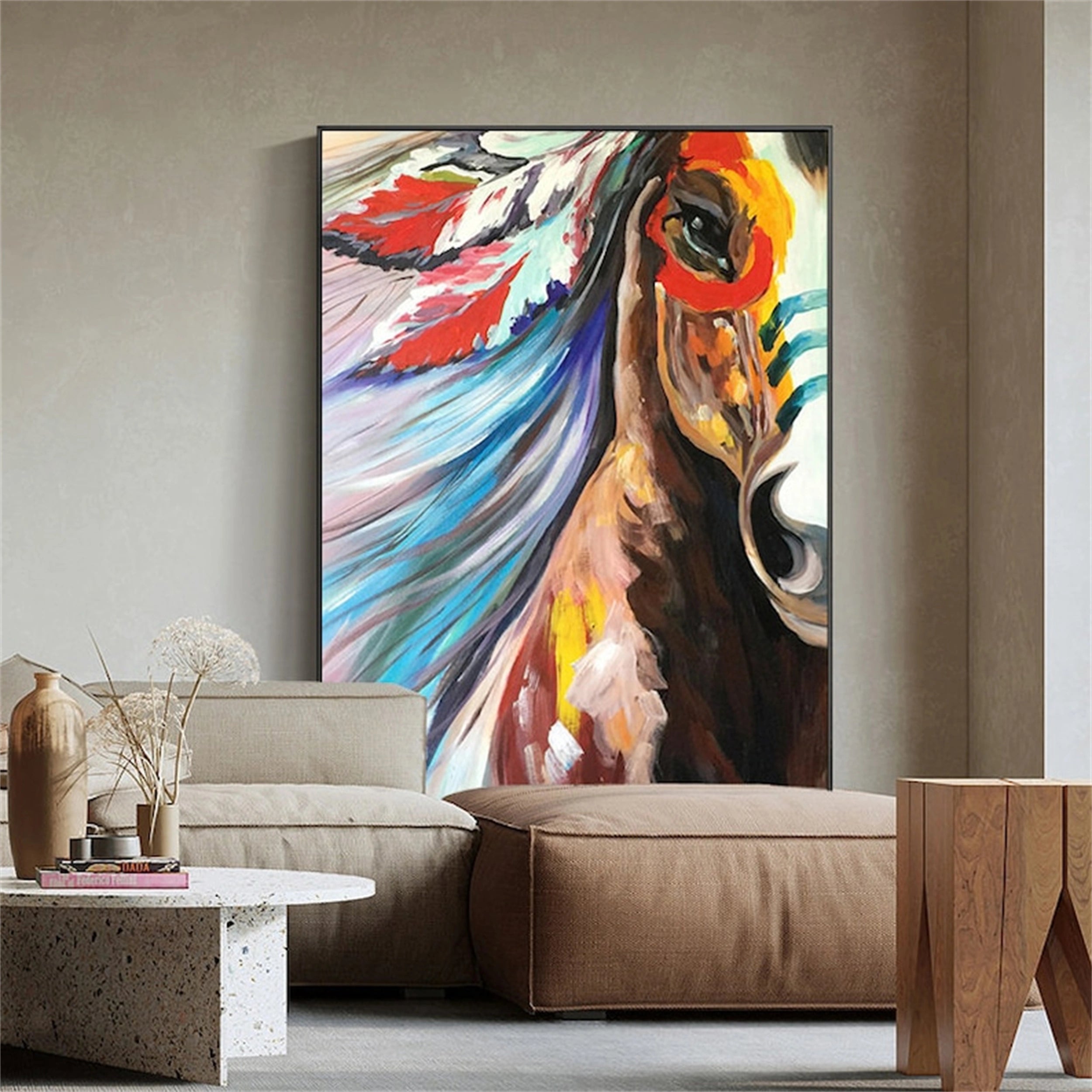 Colorful Horse Abstract Animal Wall Art #AL001