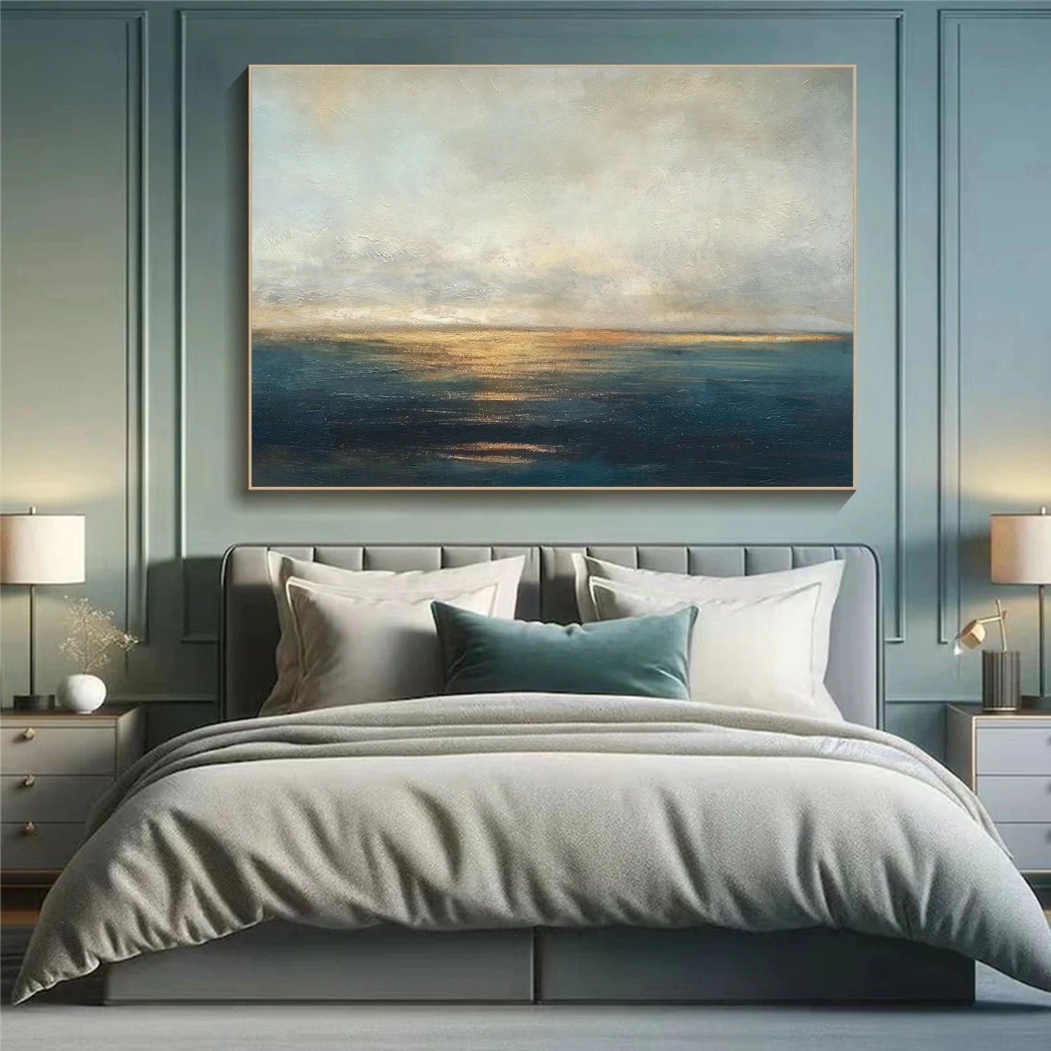 Blue and Gold Abstract Canvas Art #WS899