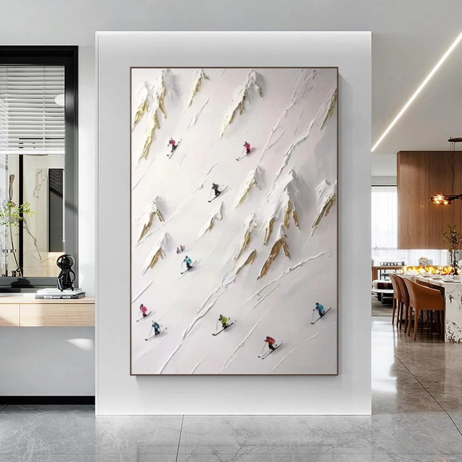 Skiing Sport Textured Wall Art #SA034