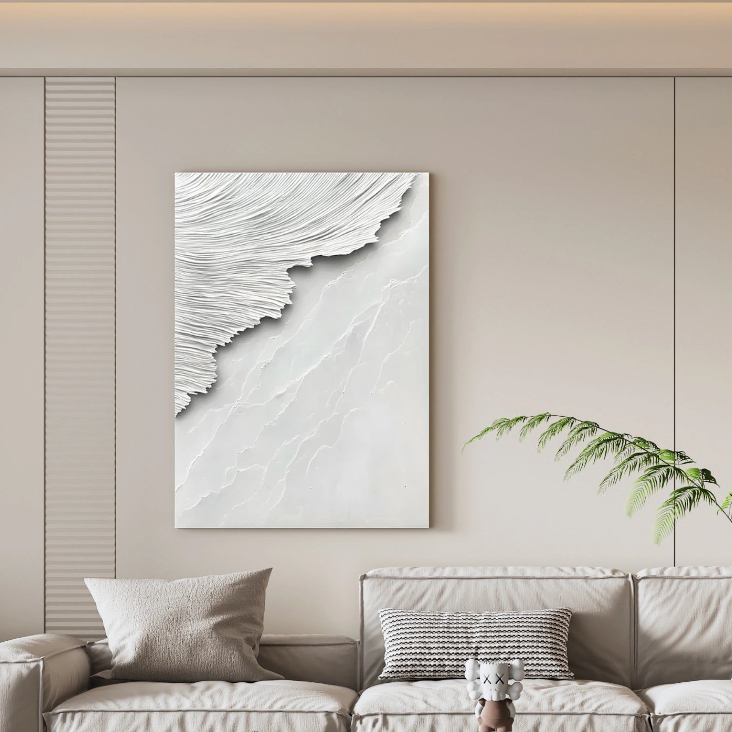 White Minimalist Textured Canvas Art #MM268