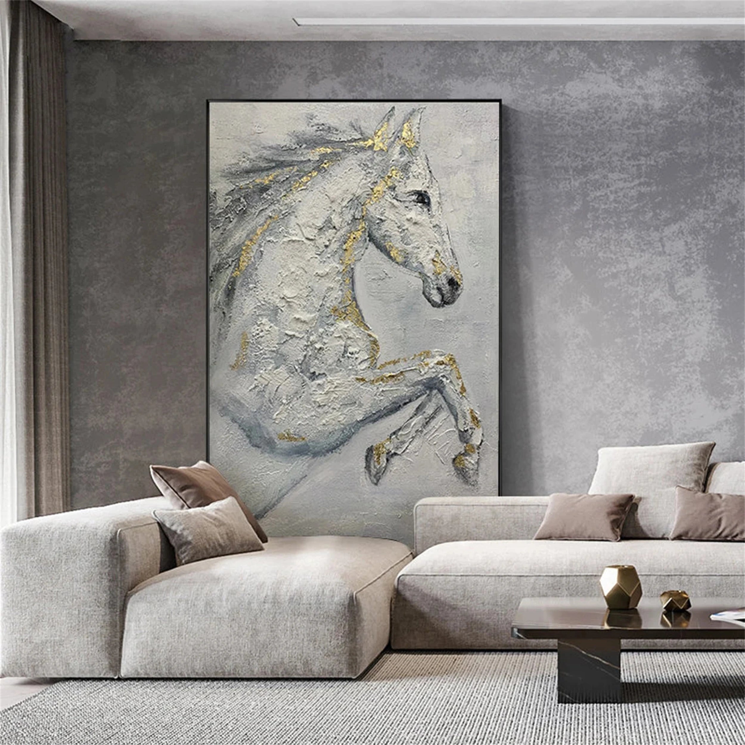 White Horse Abstract Animal Wall Art #AL002