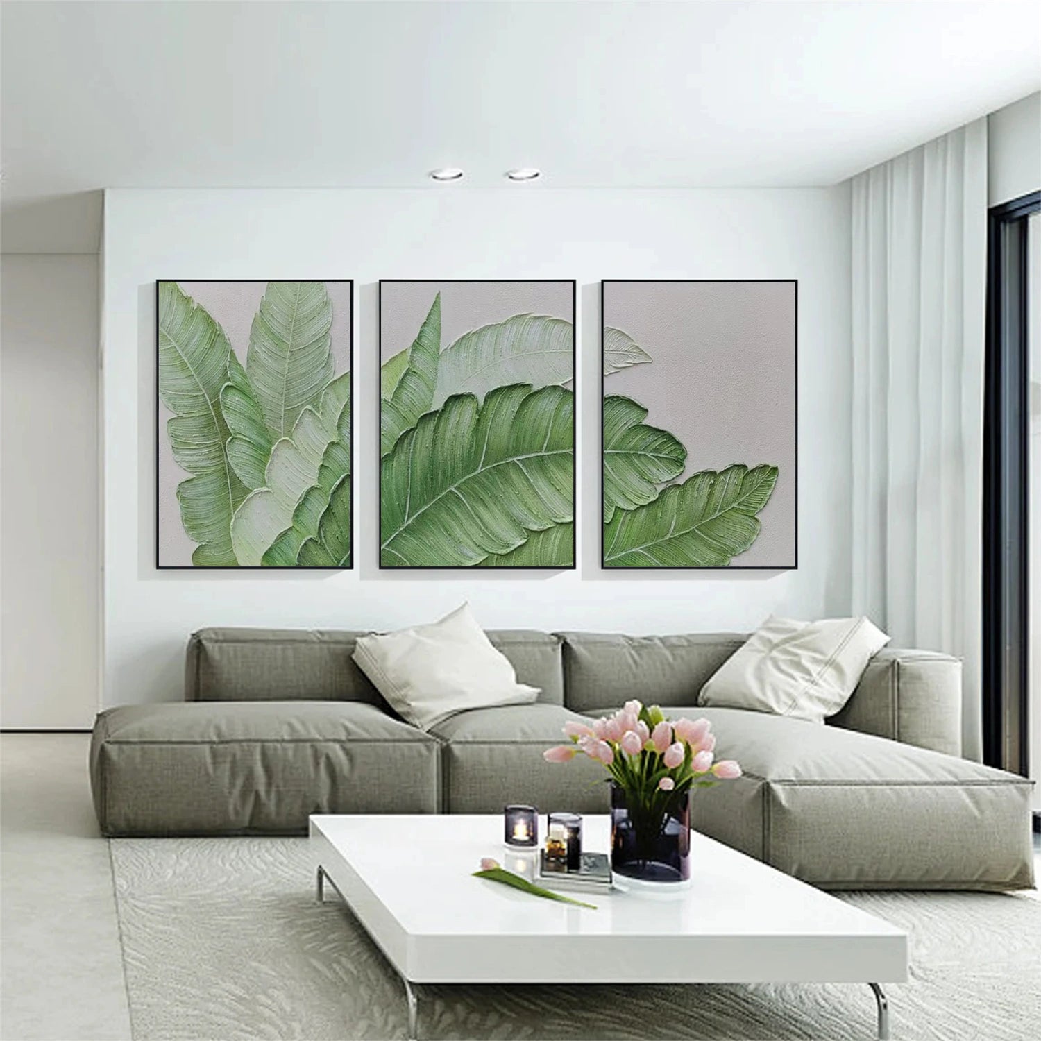 Flower & Tree Abstract Textured Wall Art Set of 3 #ML152