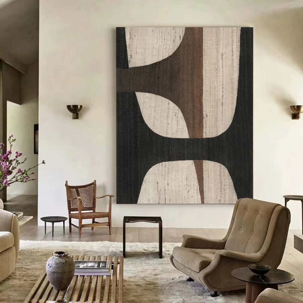 Oversize Large Wabi Sabi Abstract Painting on Canvas Minimalistic Wall Art Beige #WS018