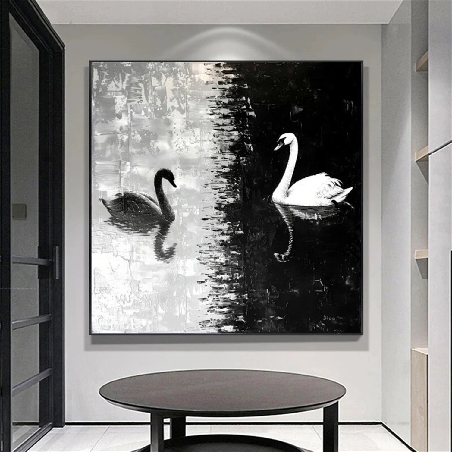 Black and White Abstract Animal Wall Art #AL094