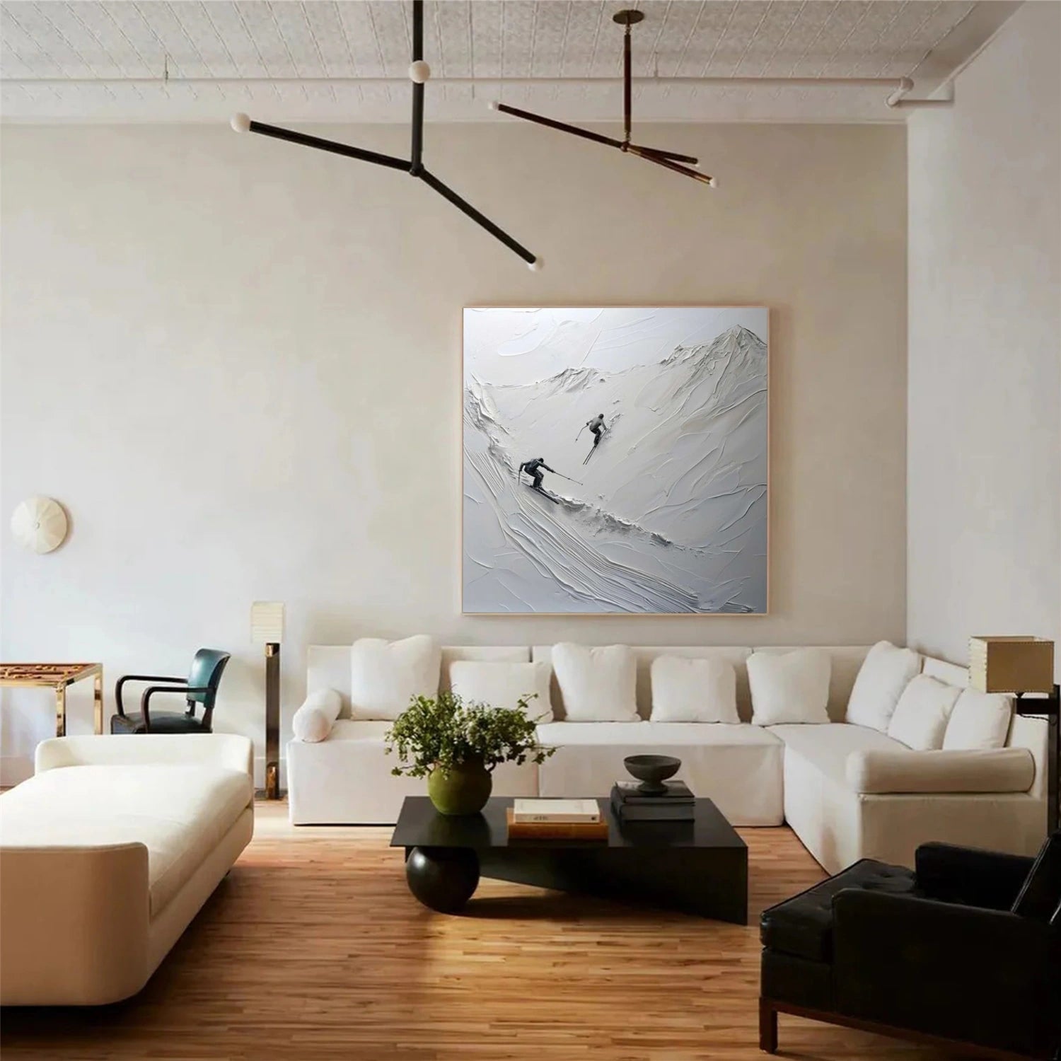 Skiing Sport Textured Wall Art #SA062