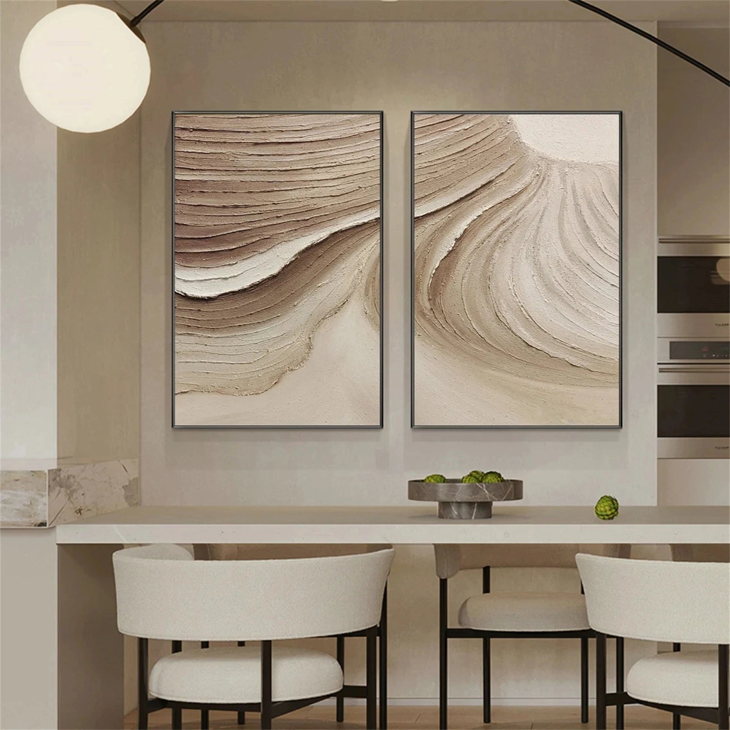 Minimalist Brown & Beige Art  Set of 2 #MB020