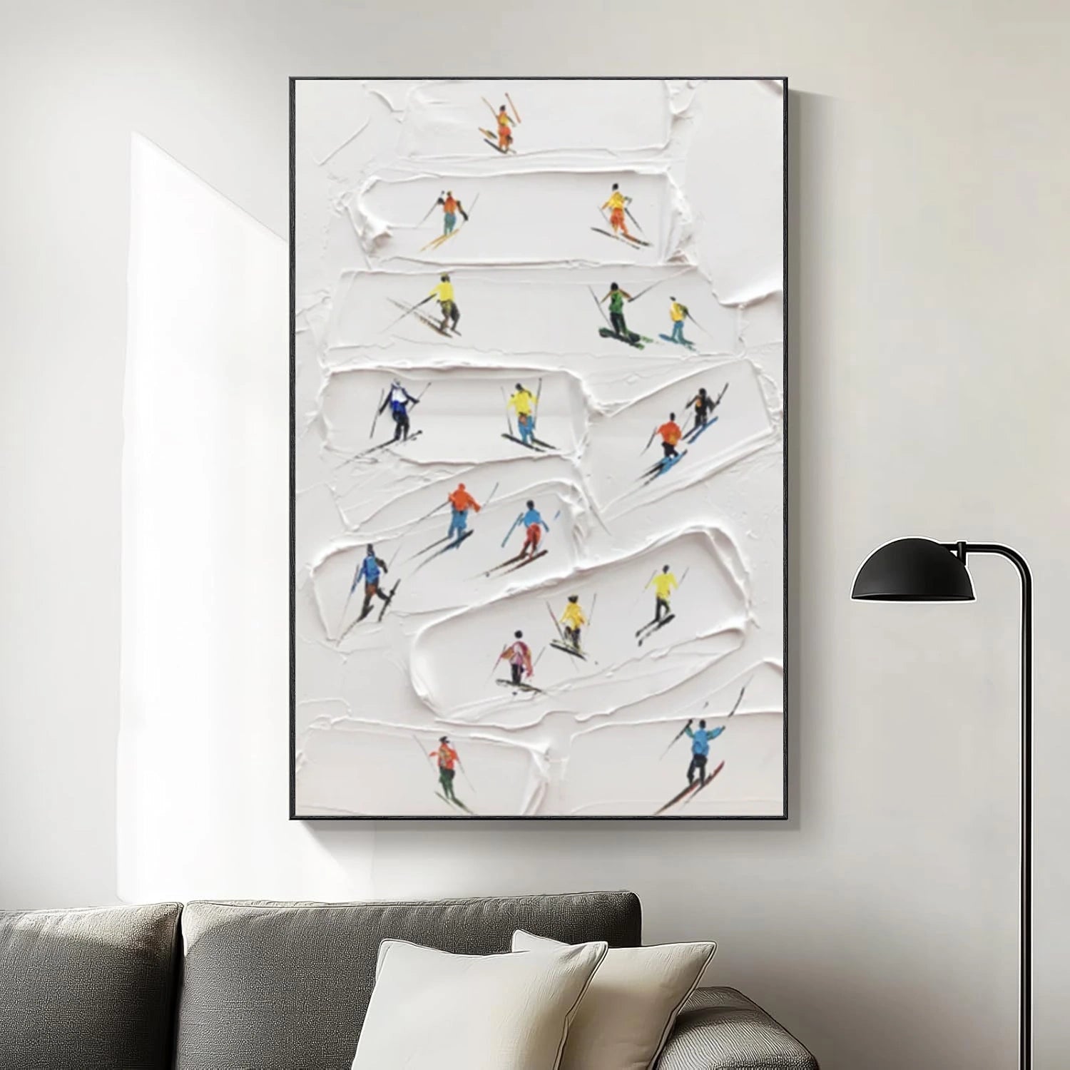 Skiing Sport Textured Wall Art #SA055