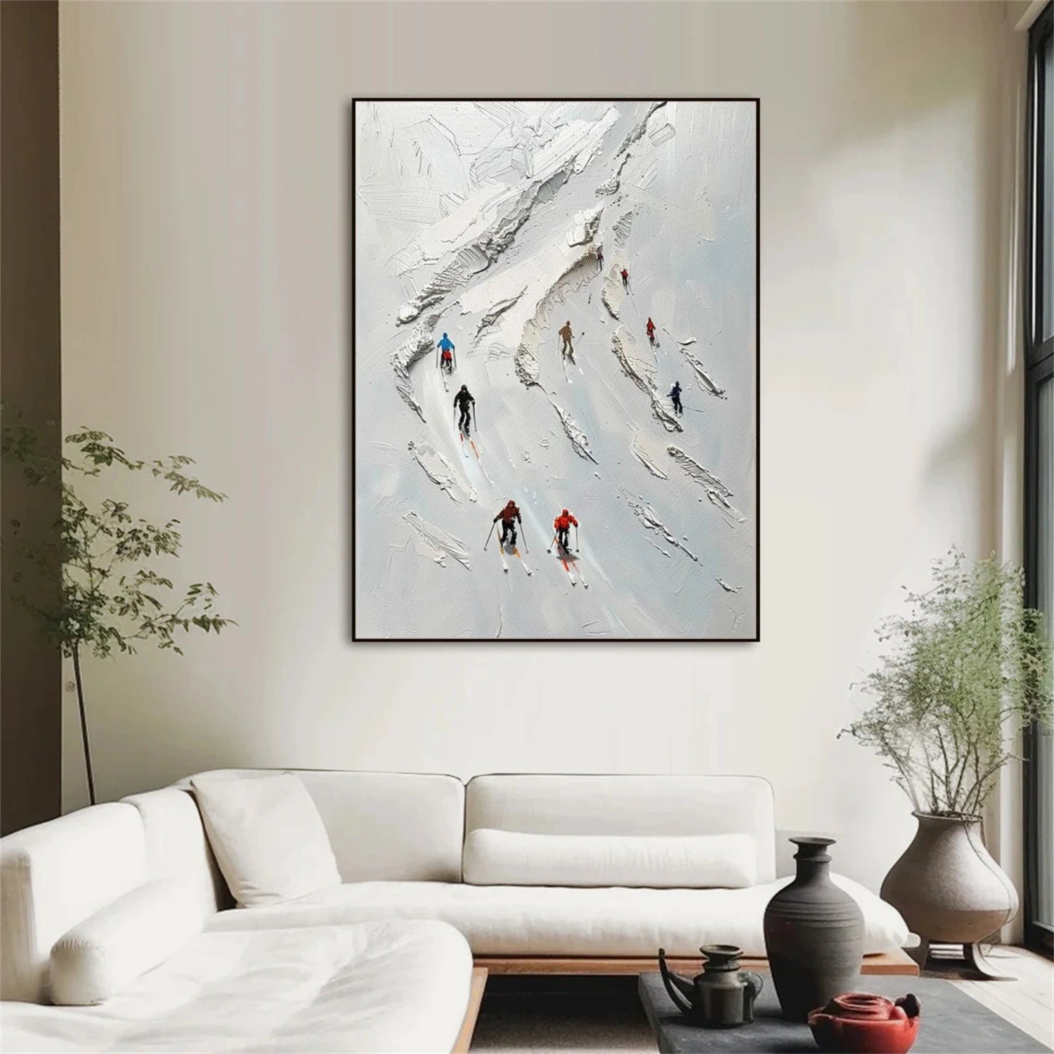 Skiing Sport Textured Wall Art #SA056