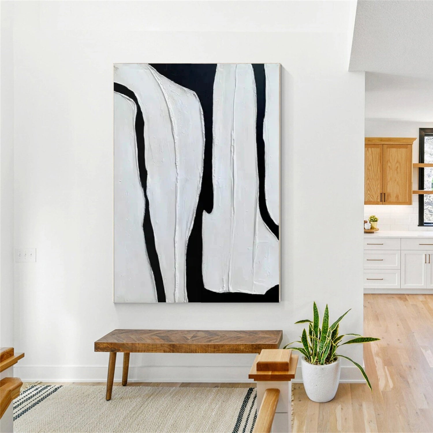 Black and White Minimalist Textured Canvas Art #MZ114