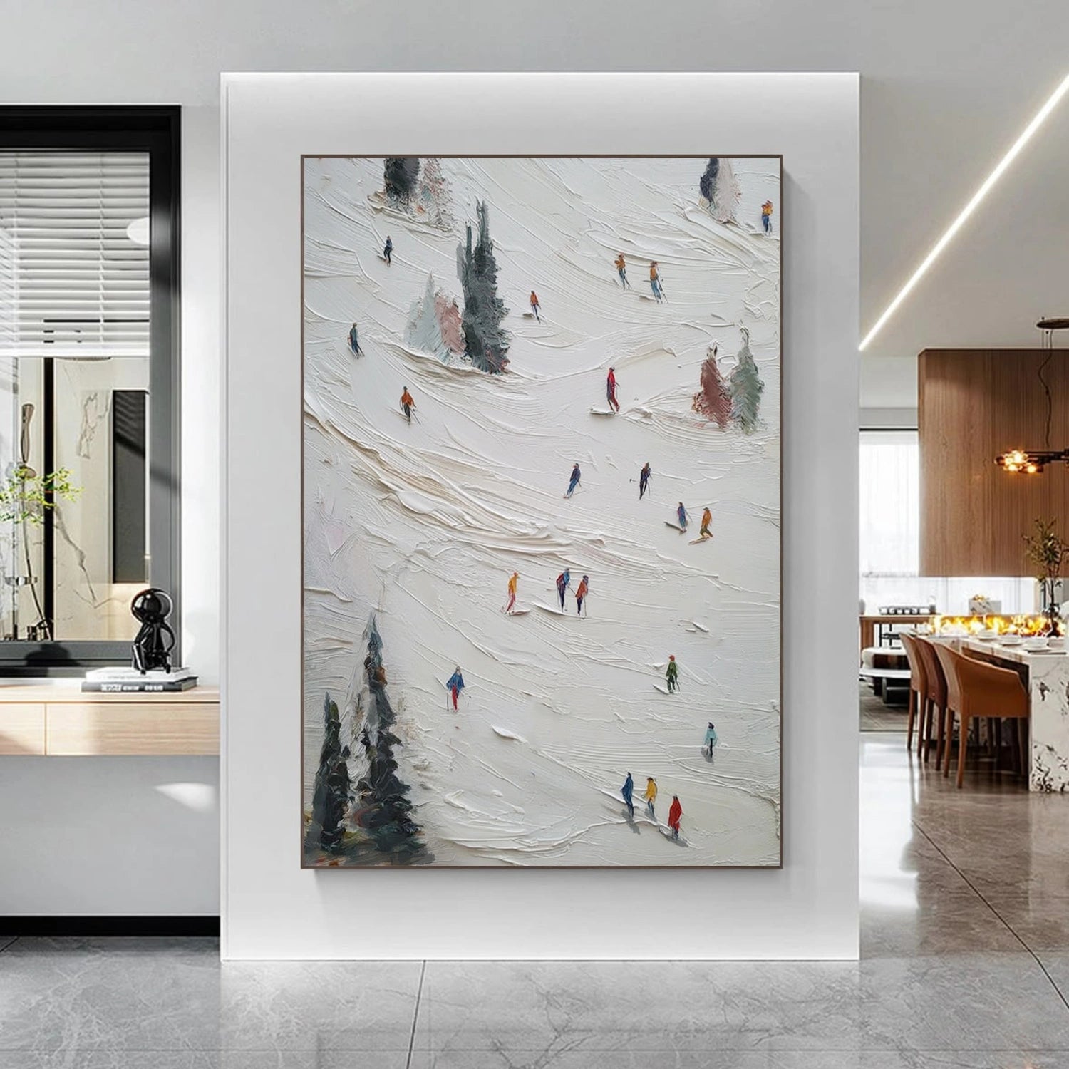 Skiing Sport Textured Wall Art #SA064
