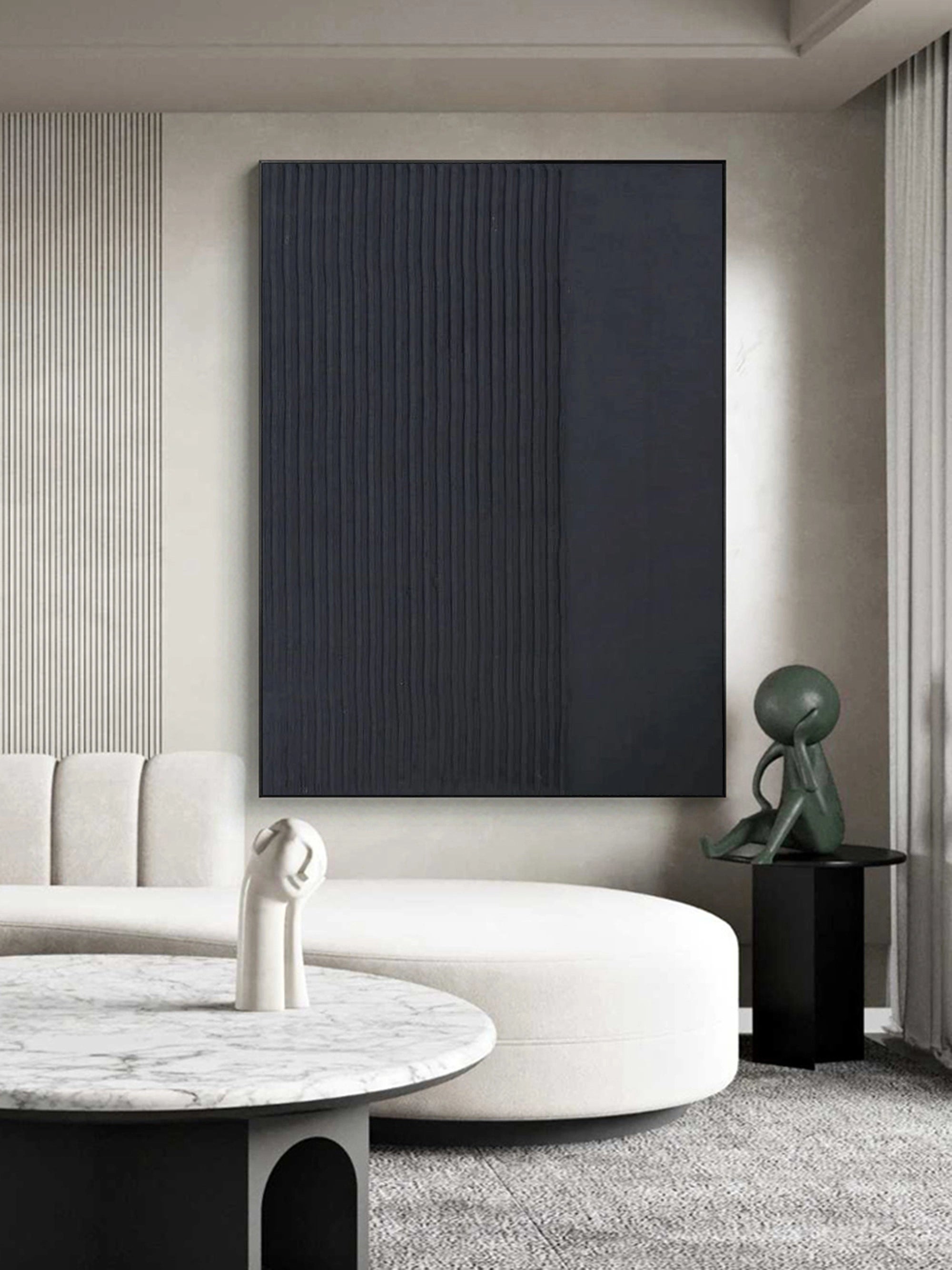 Minimalist Zen Textured Painting on Canvas for Bedroom/Living Room