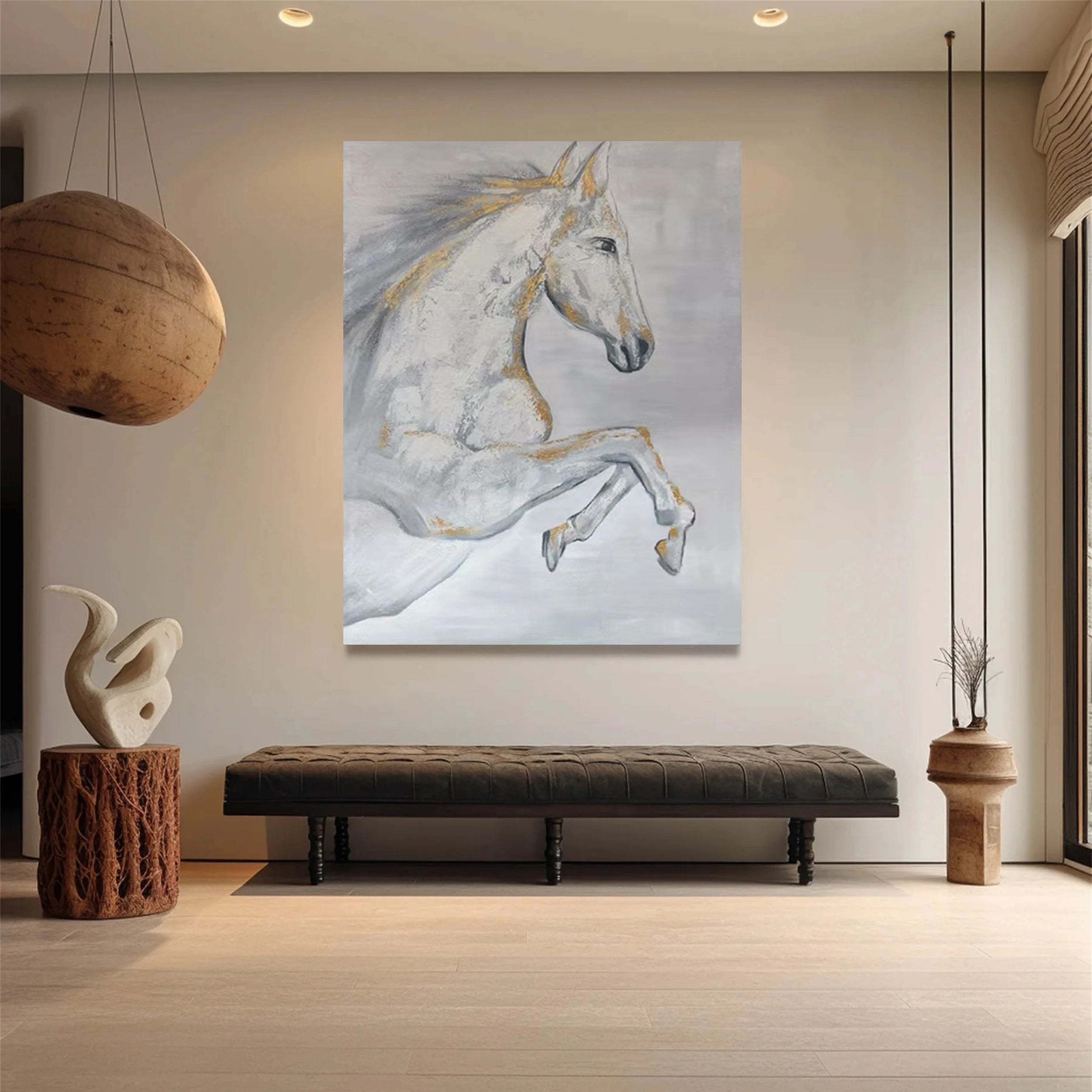 White Horse Abstract Animal Wall Art #AL011