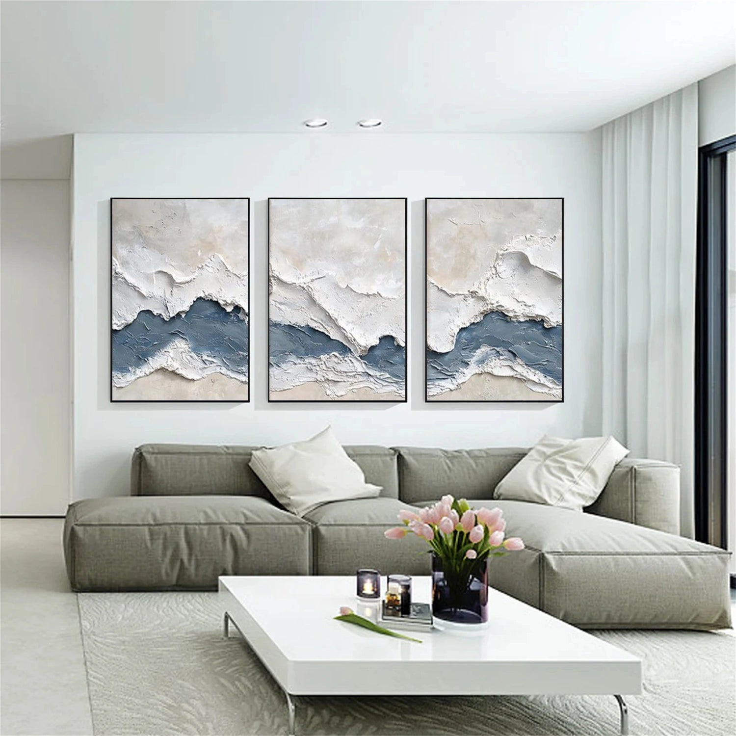 Abstract Textured Canvas Art Set of 3 #WS951